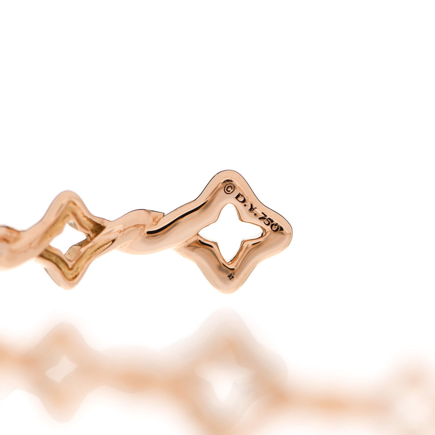 18K Rose Gold Venetian Quatrefoil Single Row Cuff Bracelet
