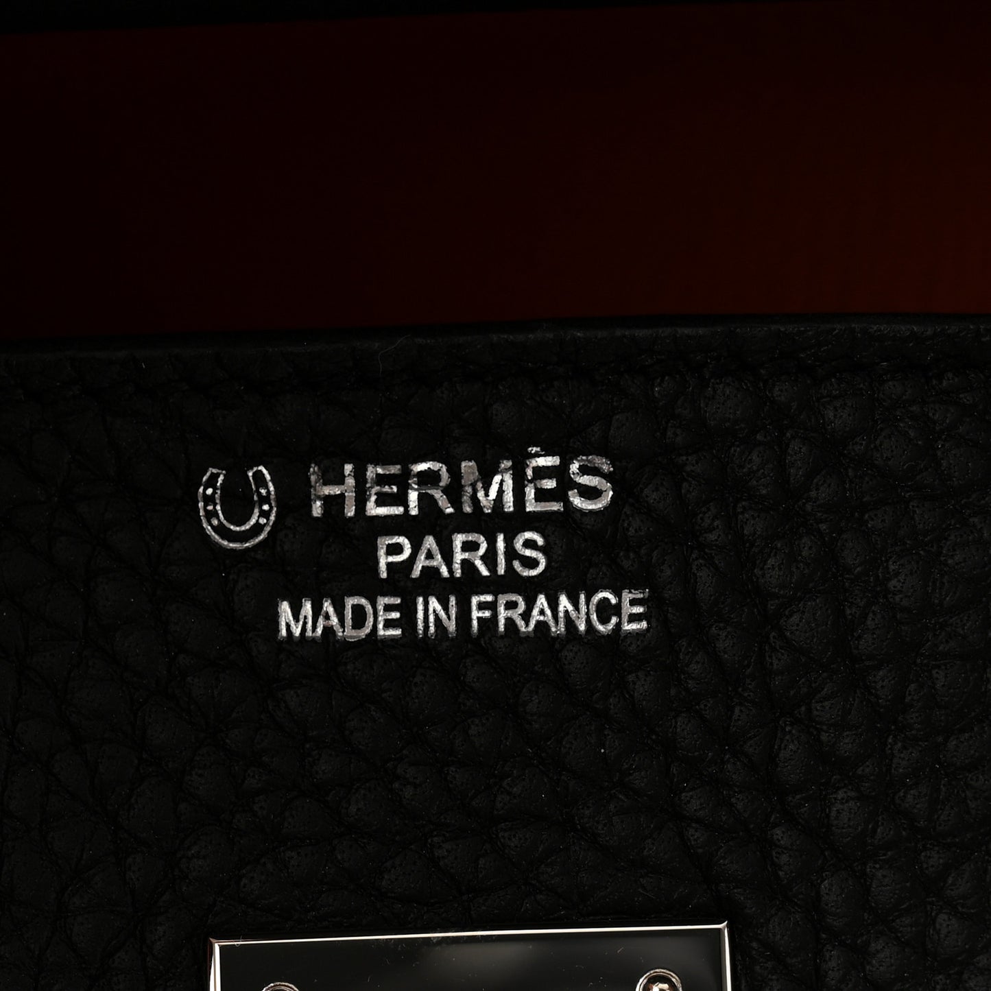 Taurillon Clemence Bi-Color Horseshoe Birkin 35 Black Orange