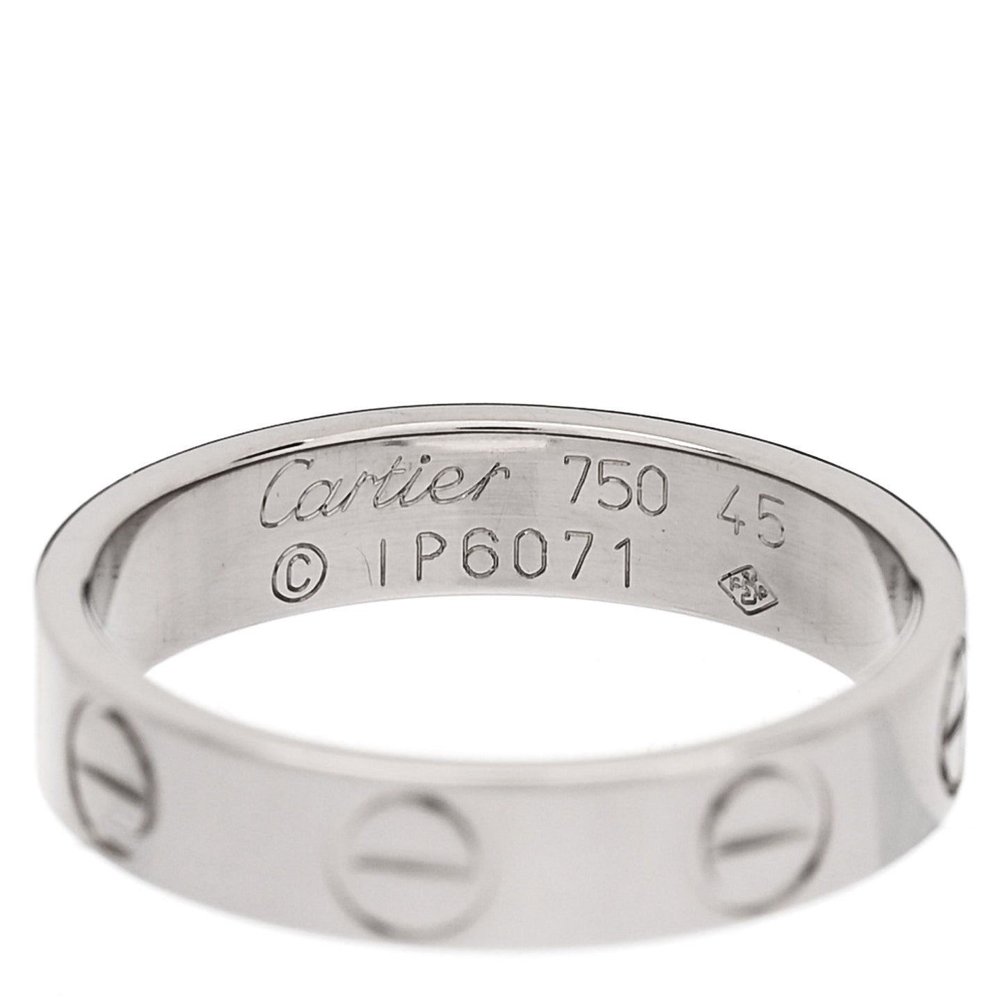 18K White Gold 3.5mm LOVE Wedding Band Ring 45 3.25