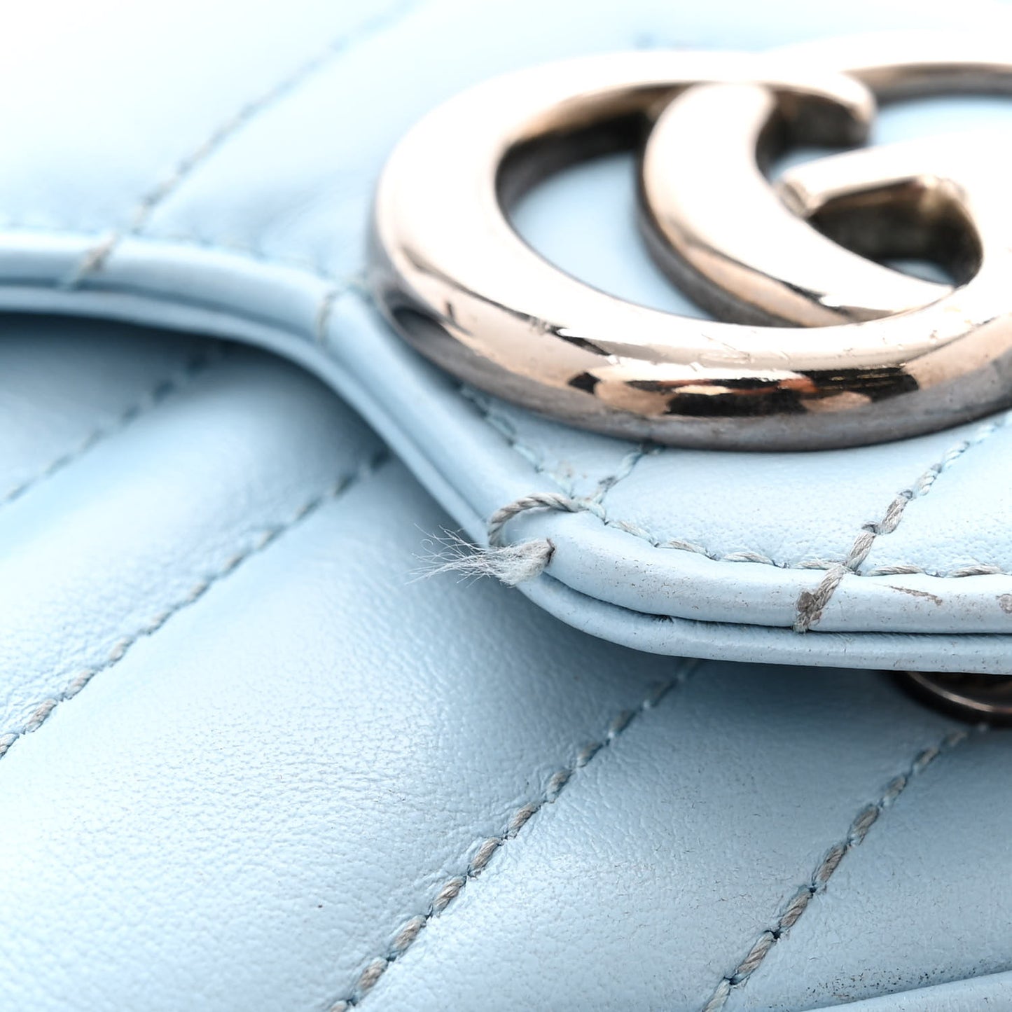 Calfskin Matelasse Super Mini GG Marmont Shoulder Bag Porcelain Light Blue