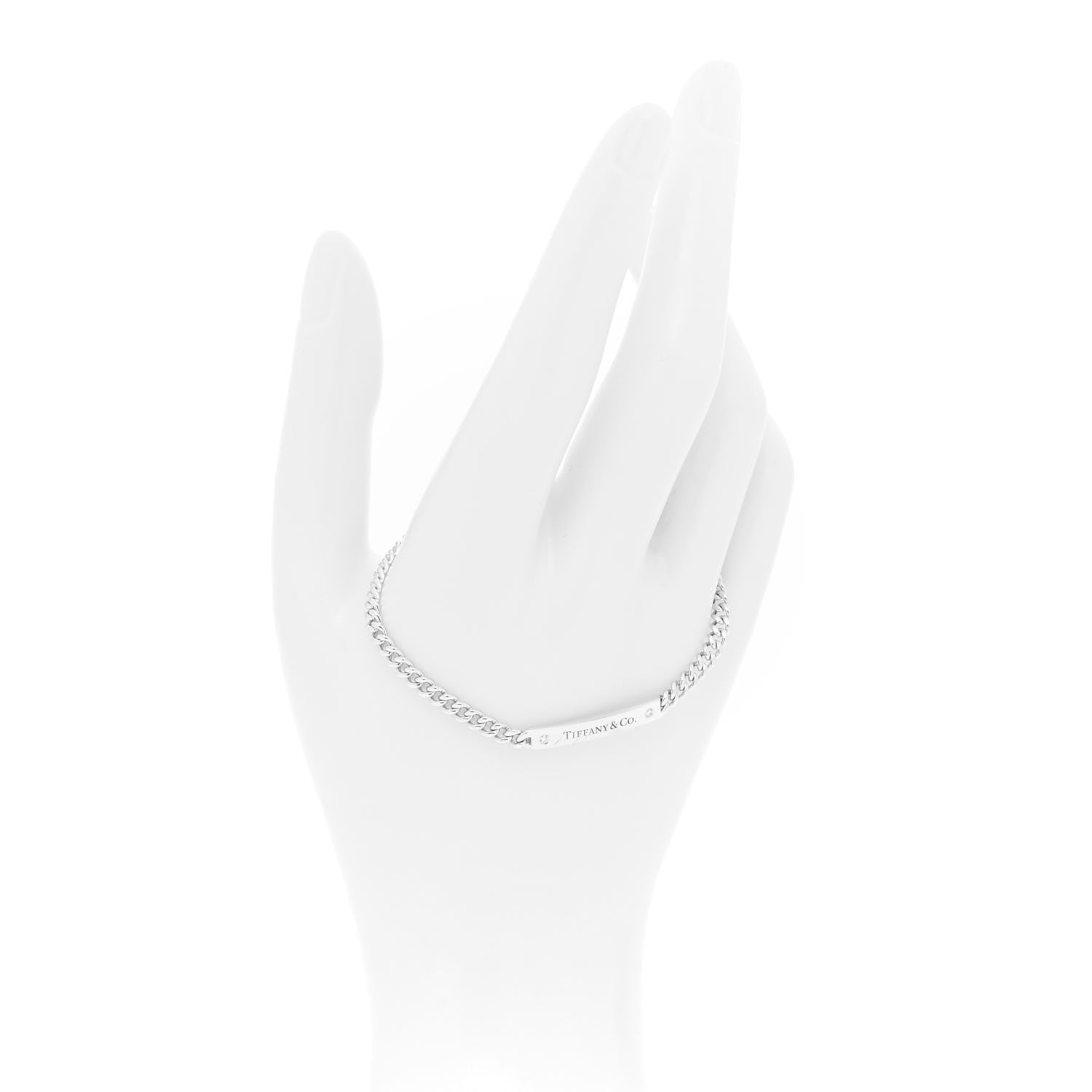Tiffany 18K White Gold Diamond Micro Link ID Chain Bracelet 2 of 6
