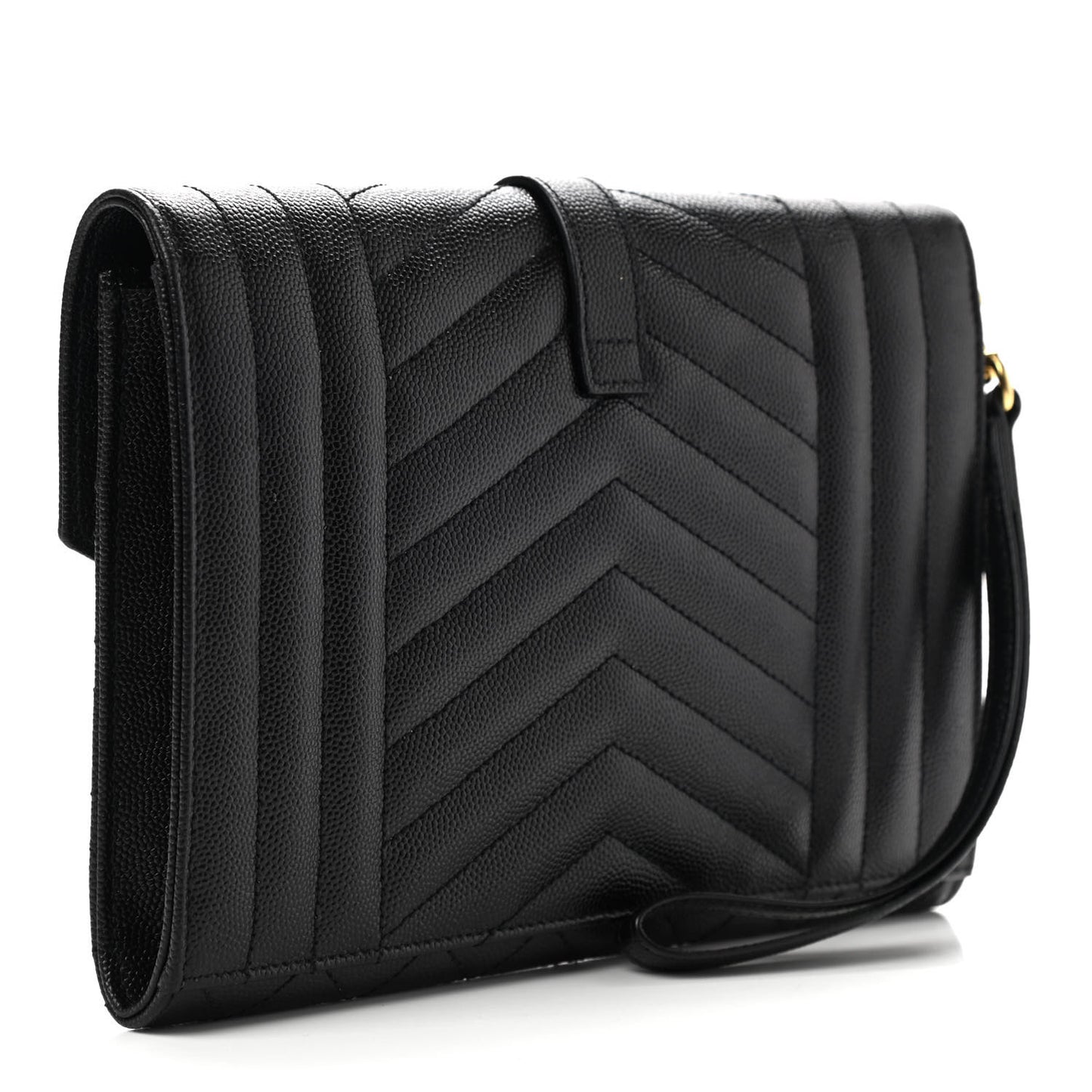 Grain De Poudre Textured Mixed Matelasse Triquilt Monogram Clutch Black