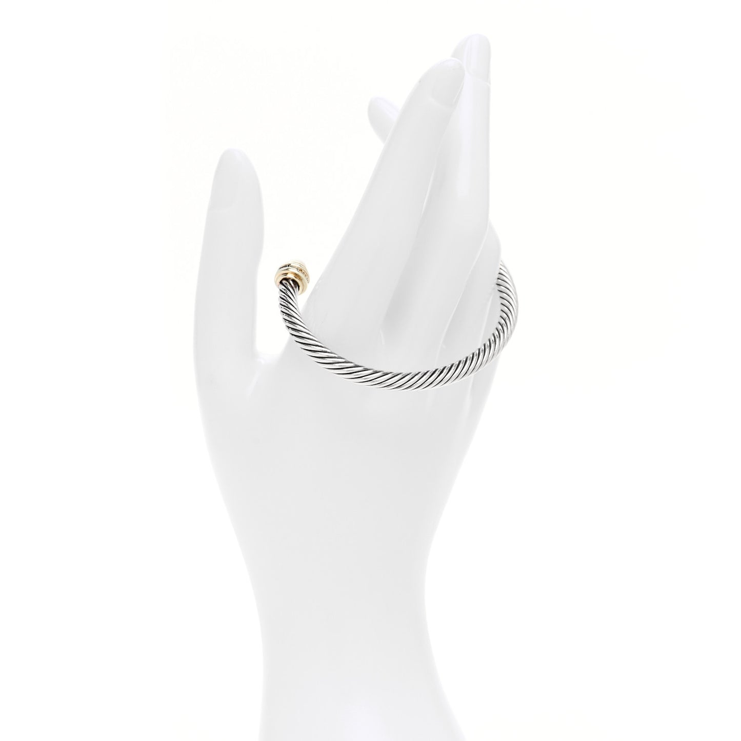 Sterling Silver 14K Yellow Gold Cultured Pearl Blue Sapphire 5mm Cable Classics Bracelet