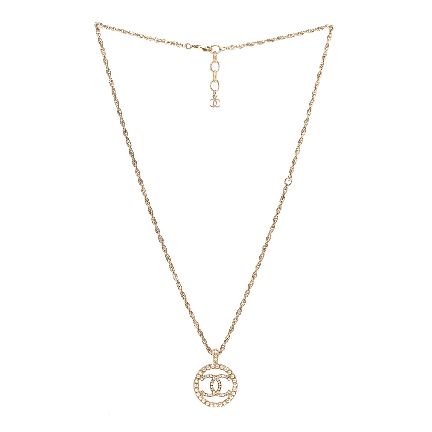 Pearl CC Medallion Necklace Gold