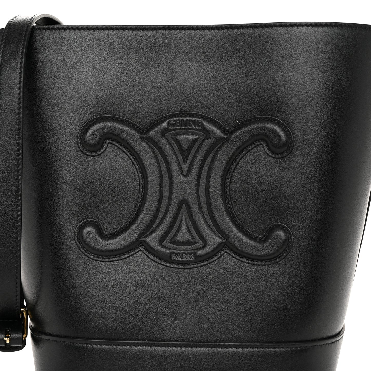 Smooth Calfskin Small Cuir Triomphe Bucket Bag Black