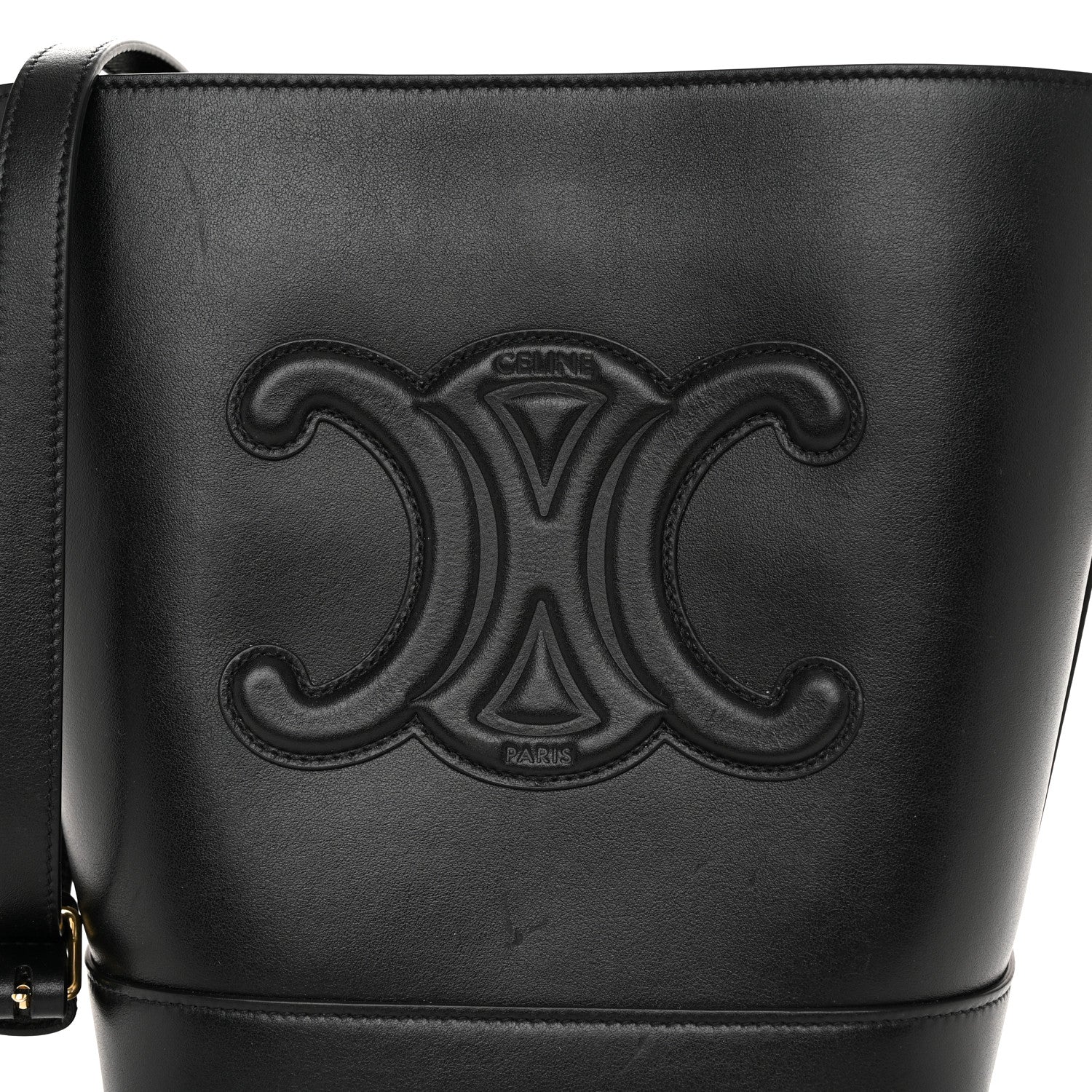 Celine Smooth Calfskin Small Cuir Triomphe Bucket Bag Black 8 of 10
