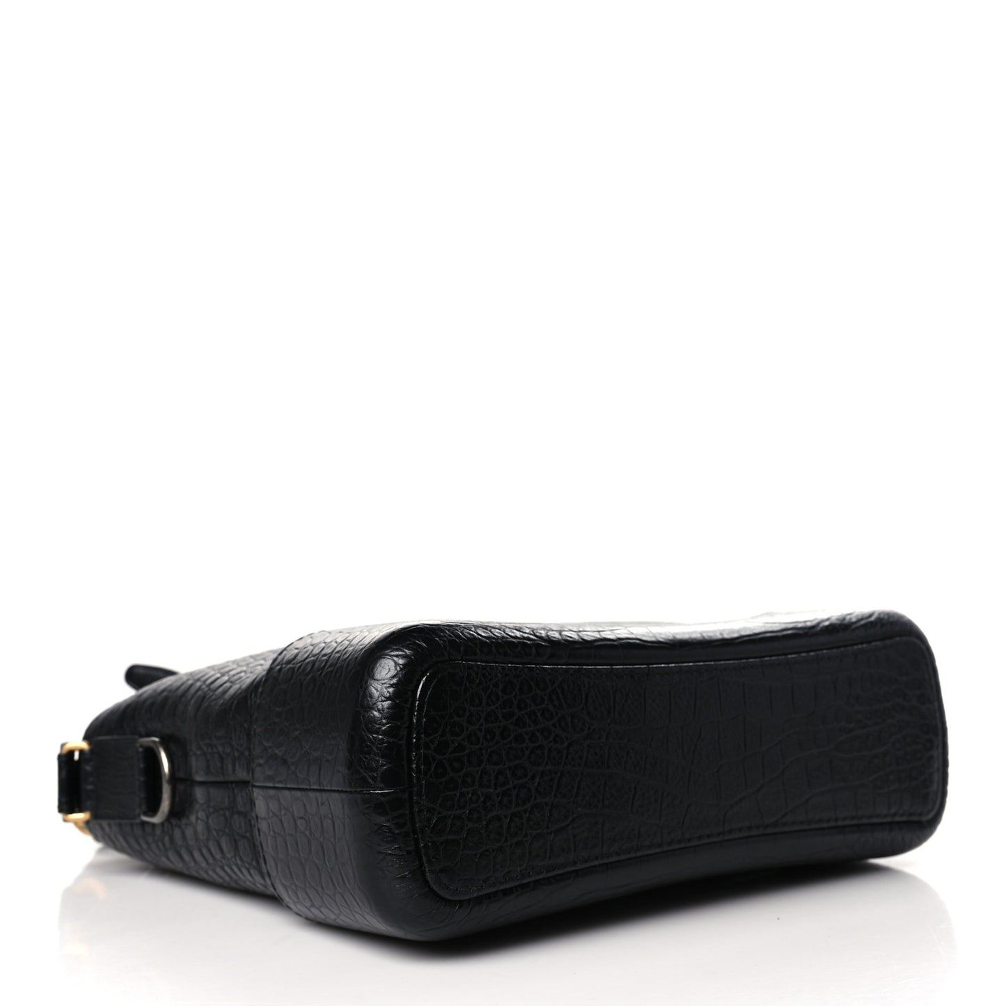 Crocodile Embossed Calfskin Medium Gabrielle Cocodile Hobo Black