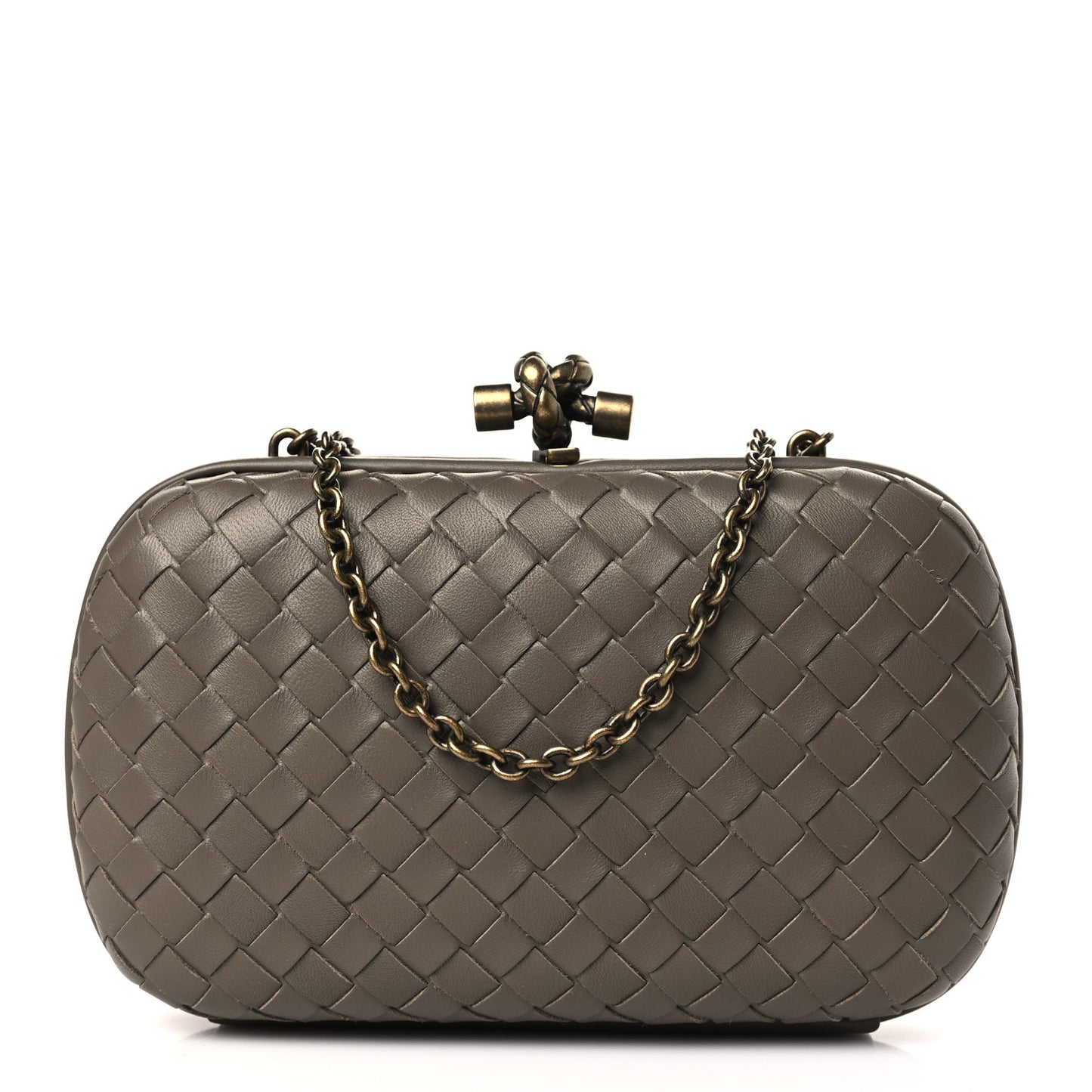 Nappa Intrecciato Chain Knot Clutch Steel