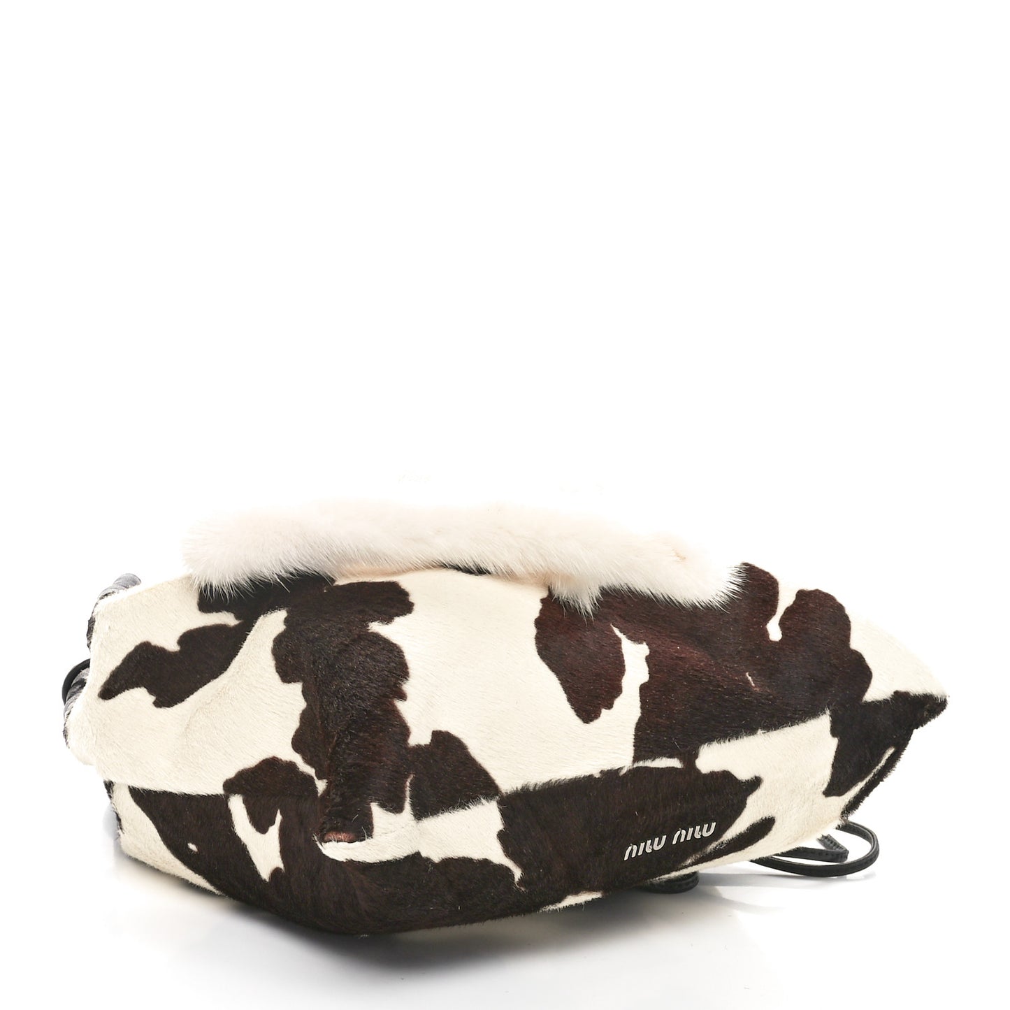Lambkskin Mink Fur Pony Hair Drawstring Bag Black