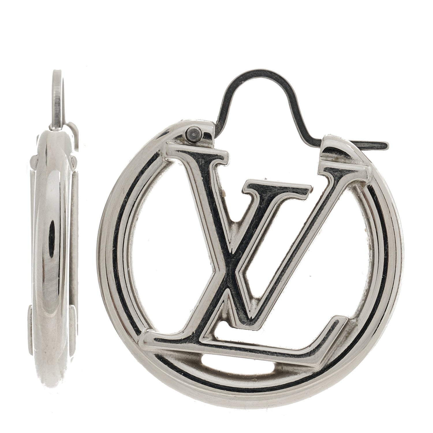 Fashionphile Louis Vuitton Silver Hoop Earrings Louis 