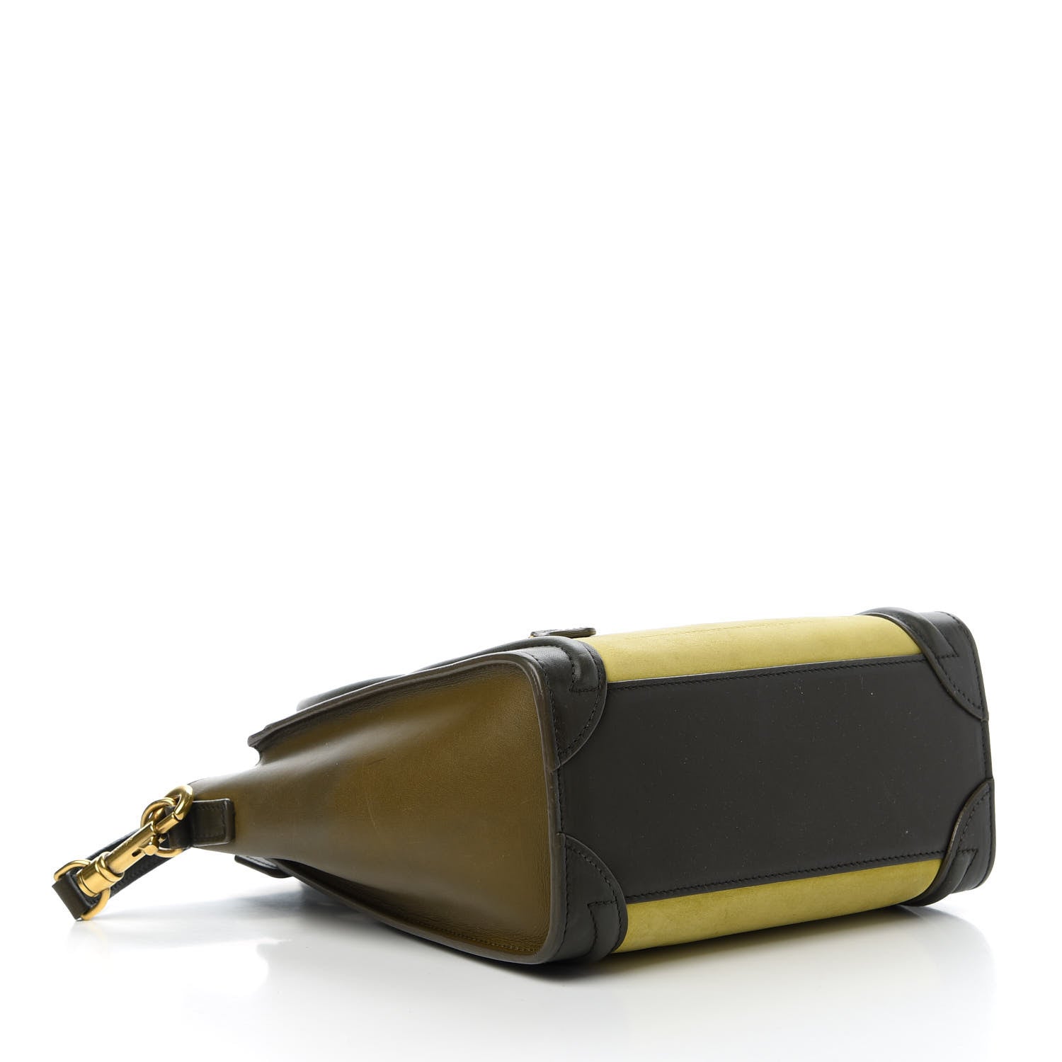 Celine Nubuck Smooth Calfskin Nano Tri-Color Luggage Chartreuse 4 of 10