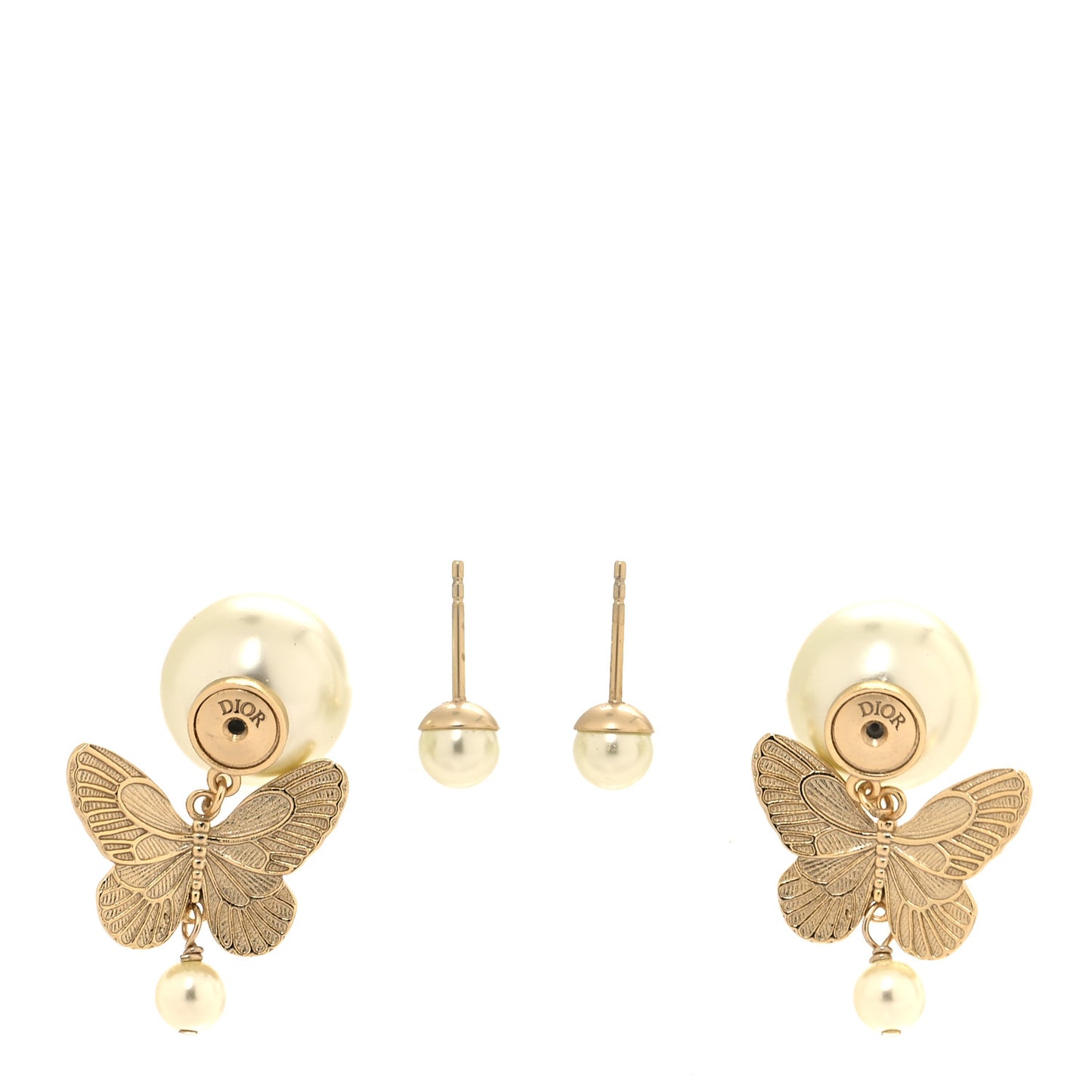 Pearl Butterfly Tribal Earrings Gold