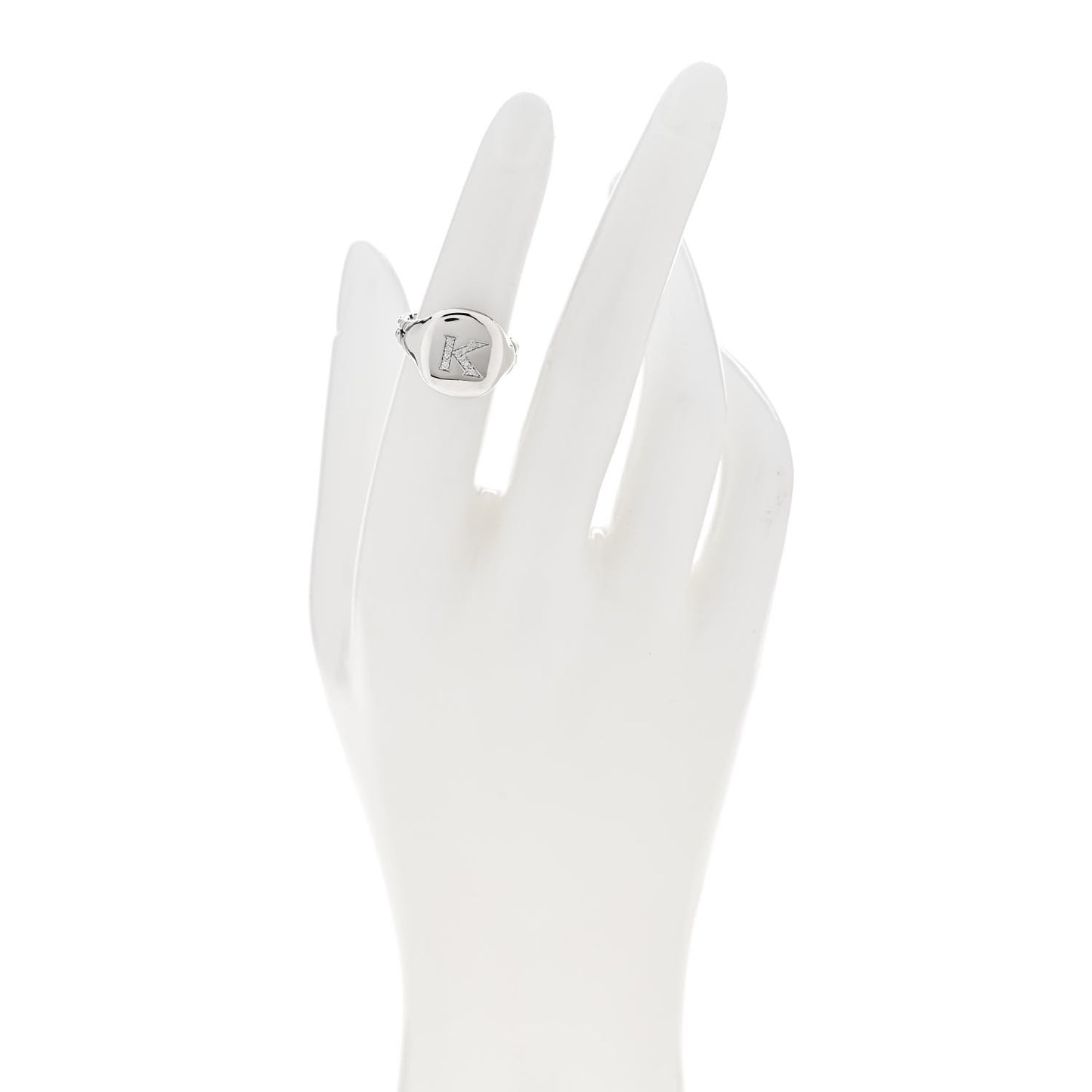 Sterling Silver Diamond 14mm Initial K Pinky Ring 49 5