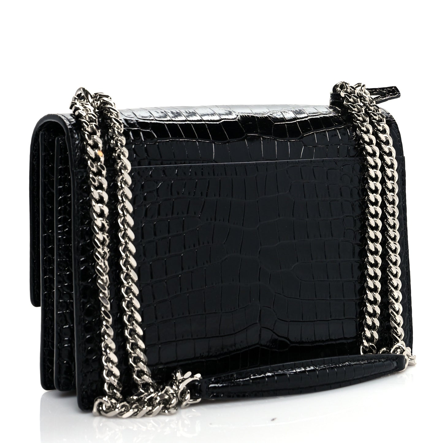 Calfskin Crocodile Embossed Medium Monogram Sunset Black