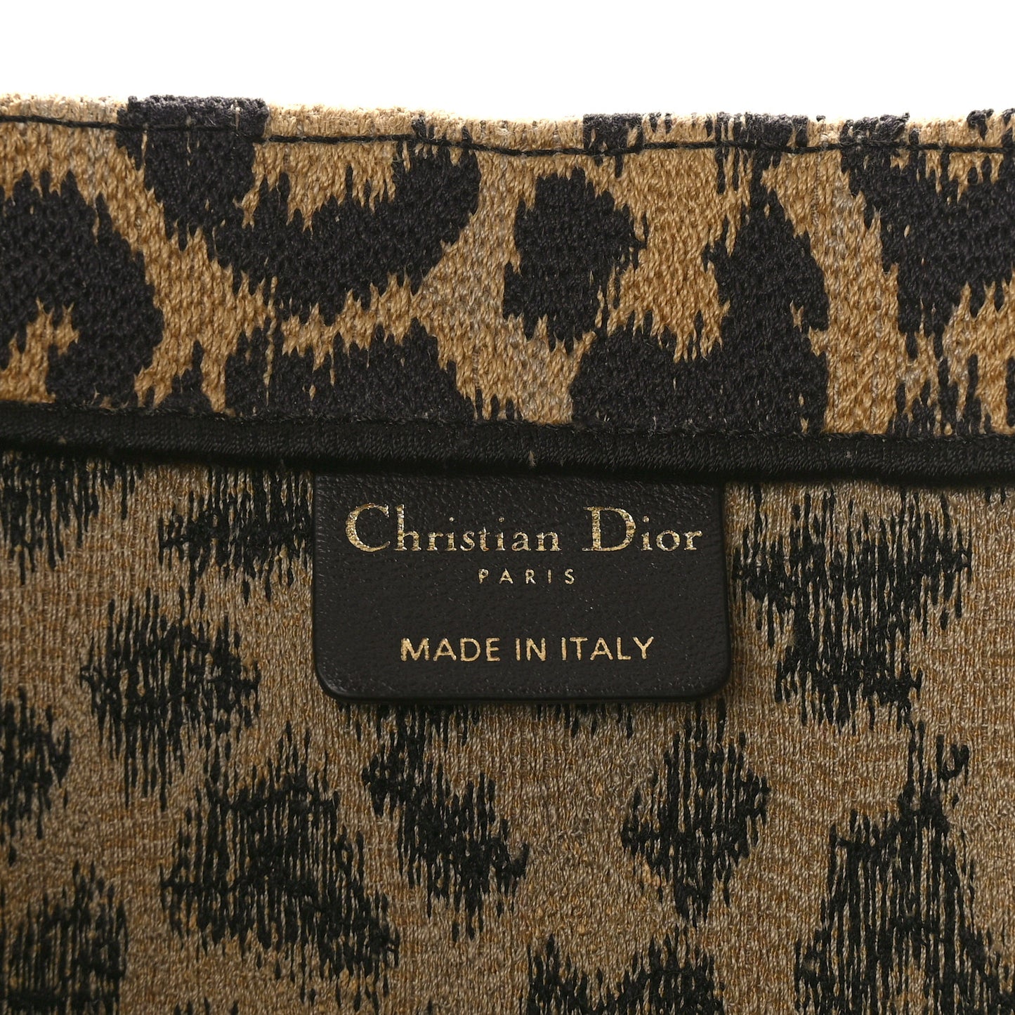 Canvas Mizza Embroidered Large Leopard Book Tote Beige