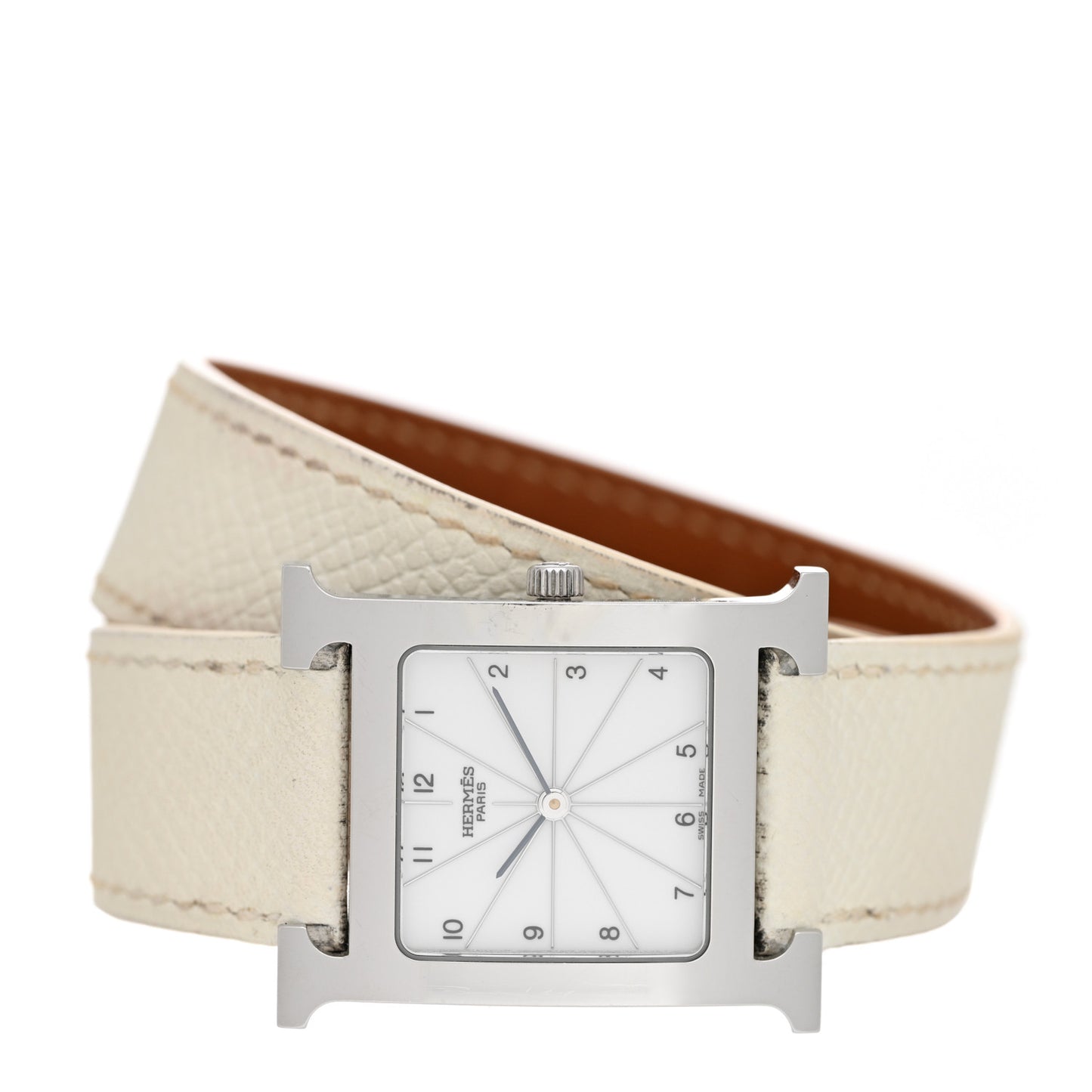 Stainless Steel Epsom 26mm Heure H Hour Double Tour Quartz Watch Blanc