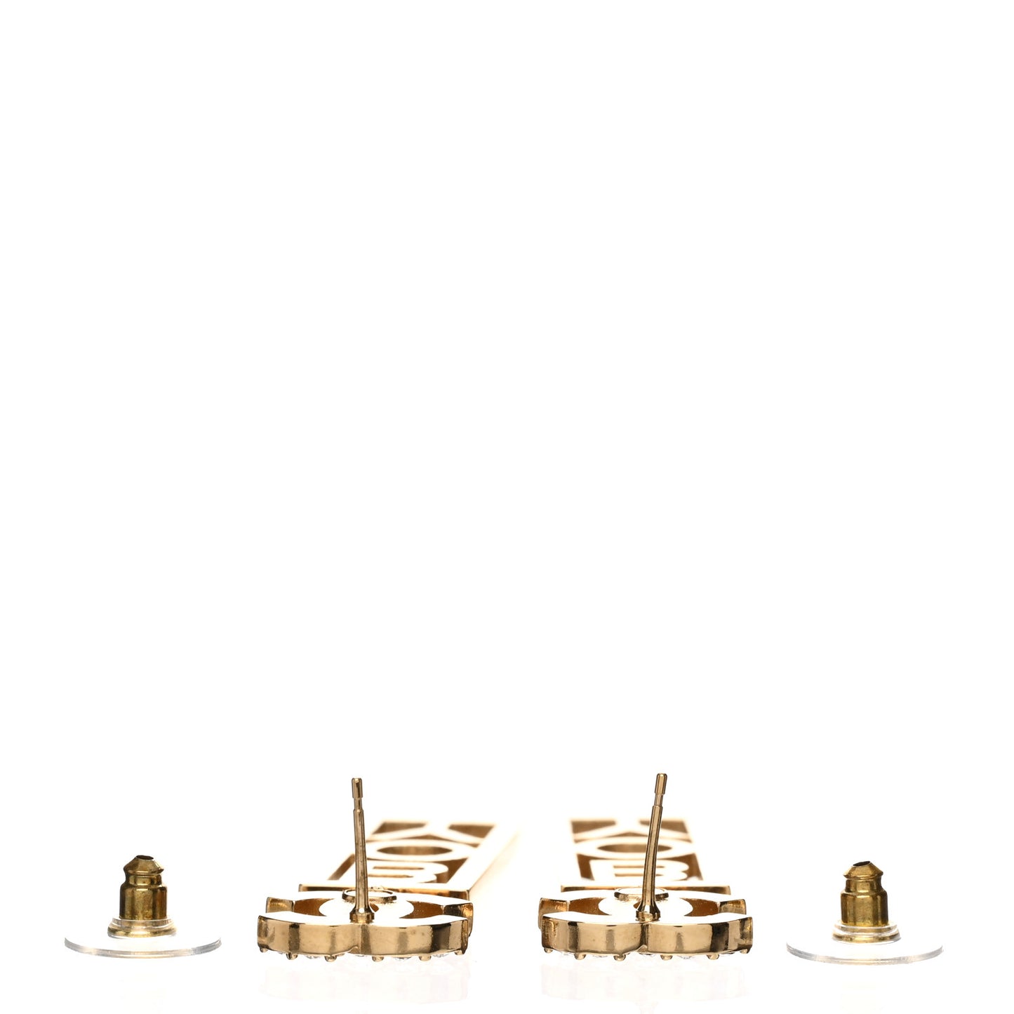 Metal Crystal CC Boy Drop Earrings Gold