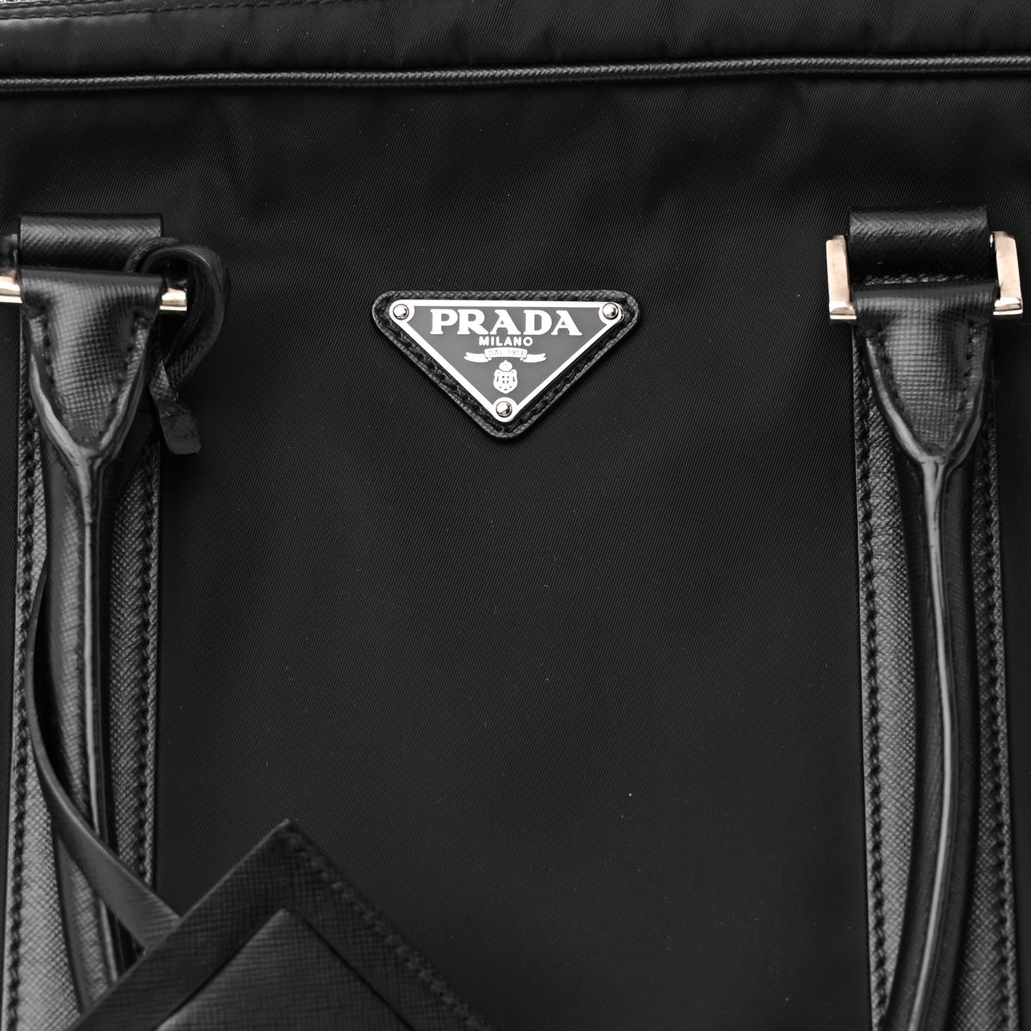 Prada Tessuto Nylon Saffiano Metal Triangle Logo Work Bag Black 8 of 13