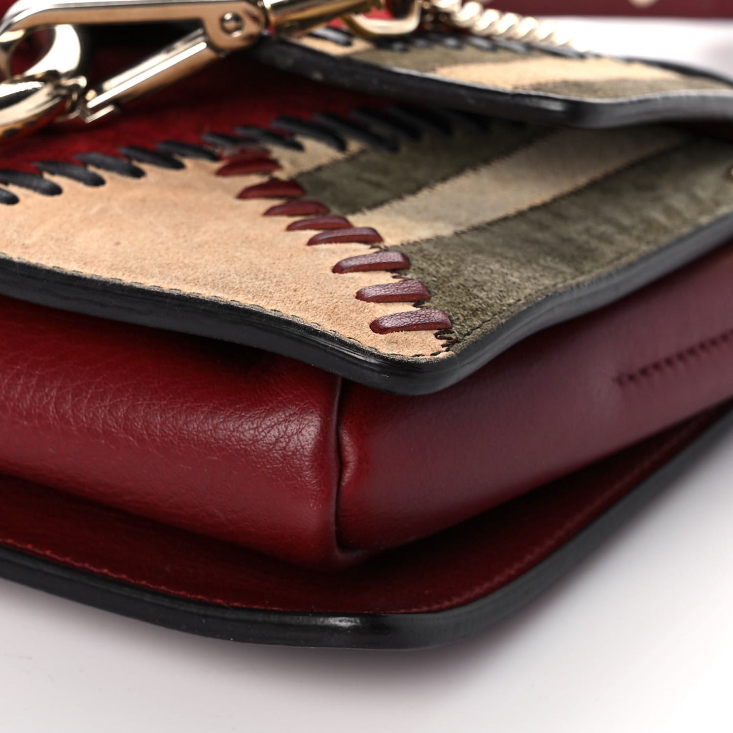 Suede Patchwork Small Faye Shoulder Bag Multicolor