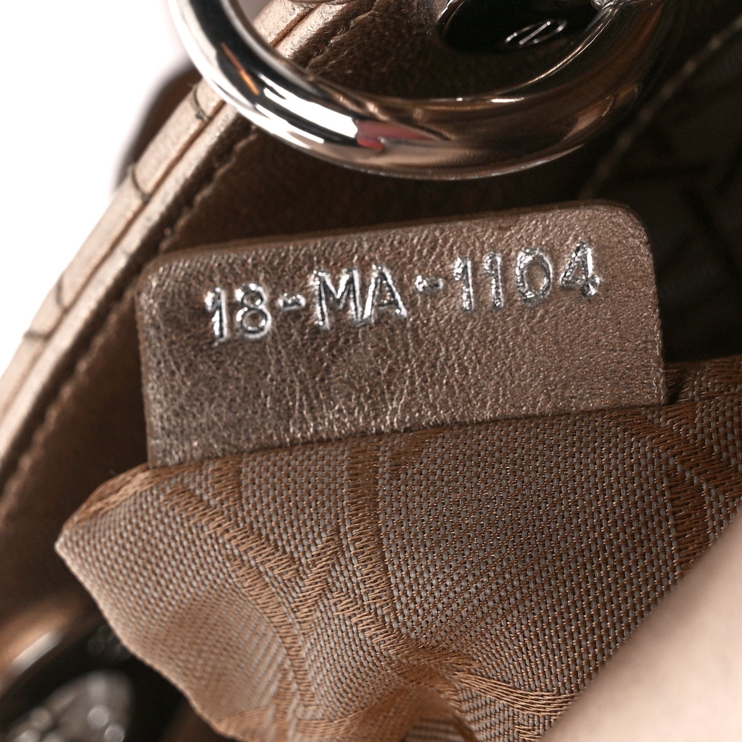 Metallic Lambskin Cannage Mini Lady Dior Gold