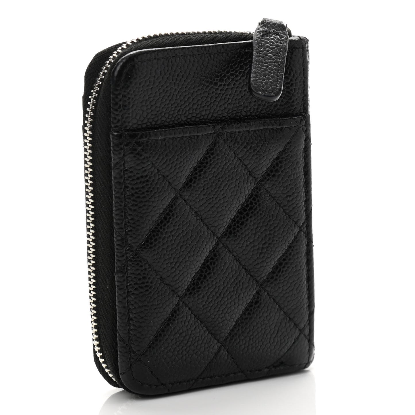 Caviar Quilted Zip Card Holder Black