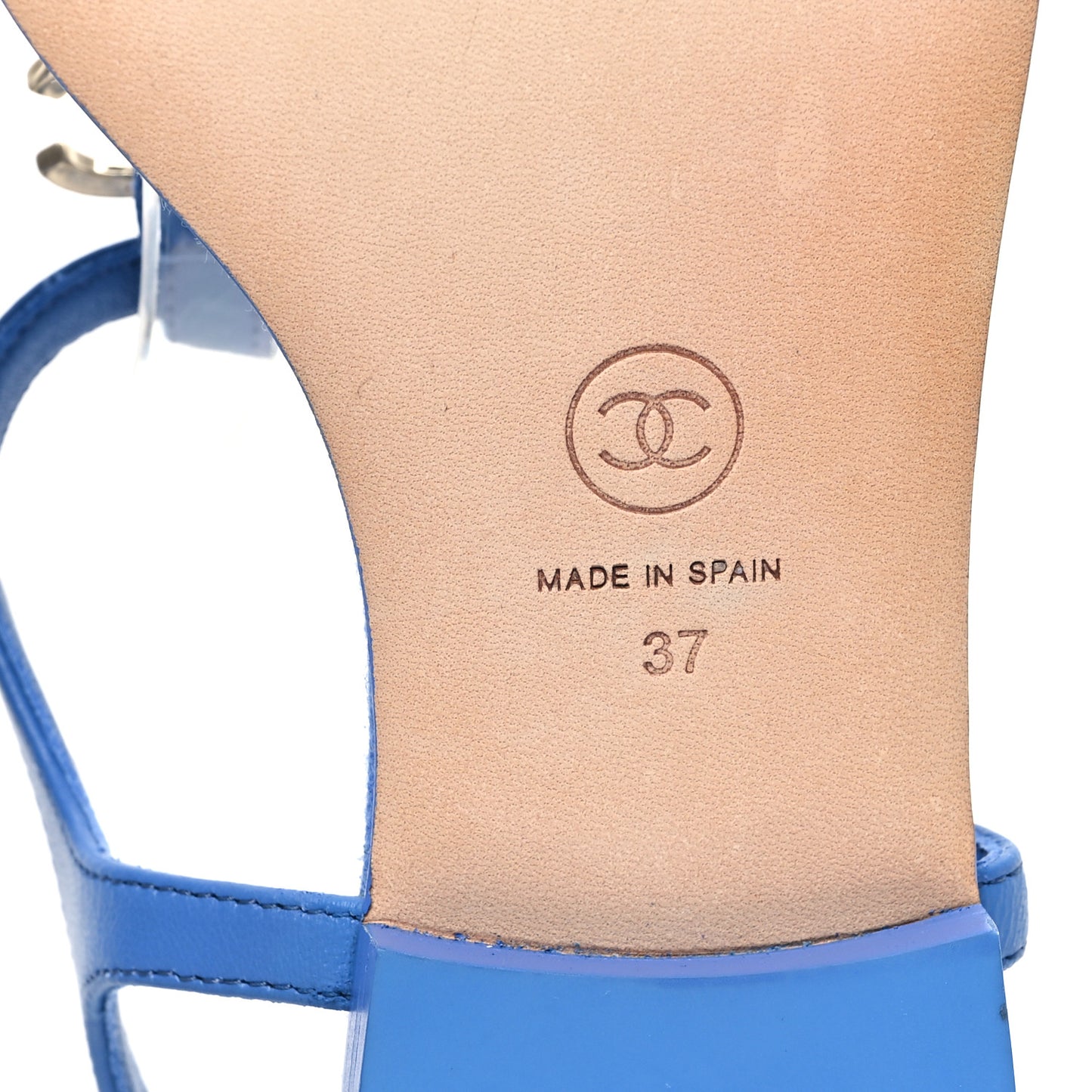 Lambskin CC Logo Thong Sandals 37 Blue