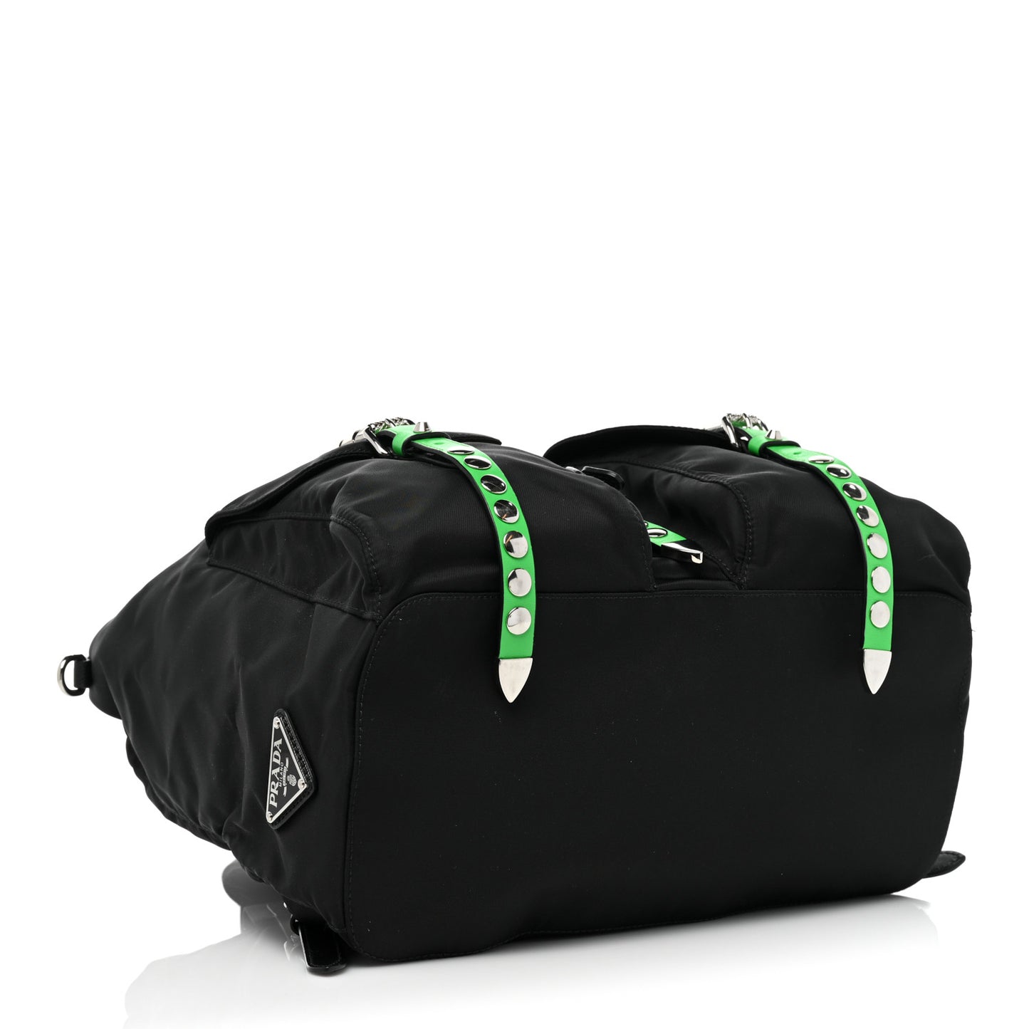 Nylon New Vela Studded Backpack Black Green