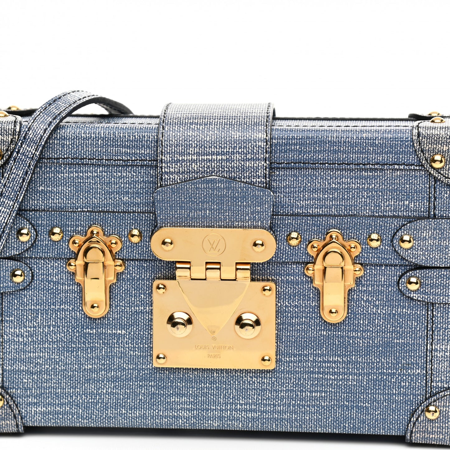 Coated Canvas Denim Petite Malle Blue