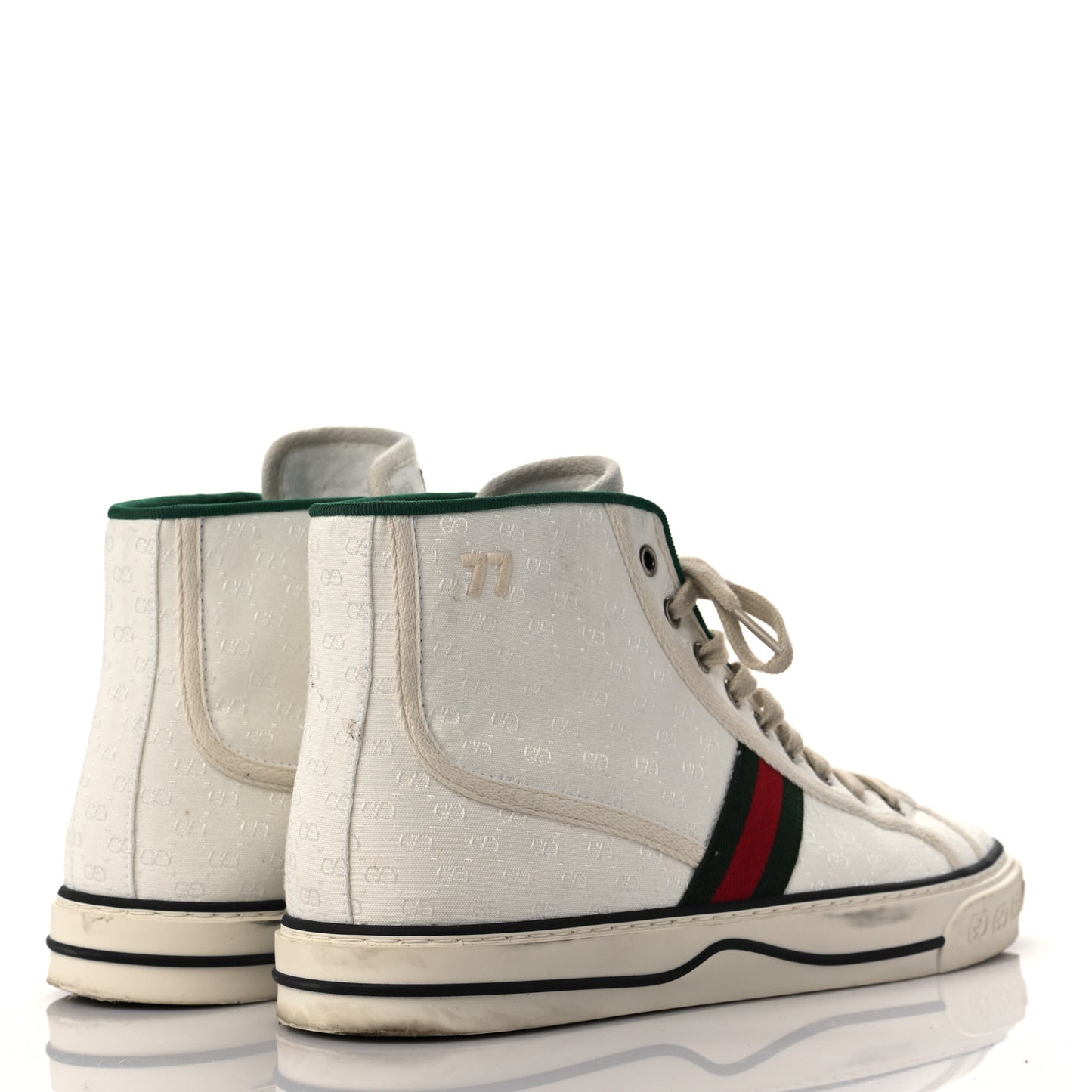 Jacquard Mini GG Monogram Web Mens 1977 Tennis High Top Sneakers 9 White