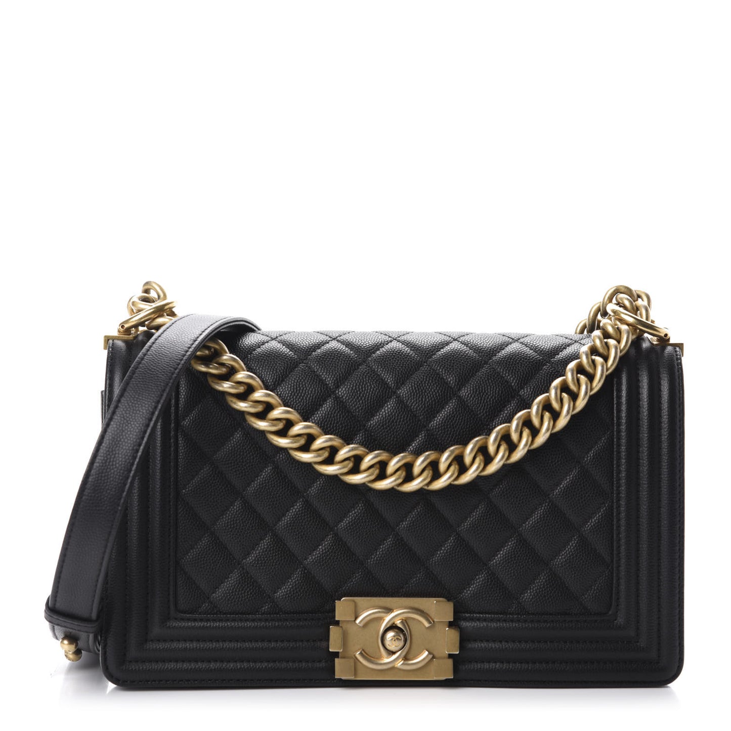 Caviar Quilted Medium Boy Flap Black