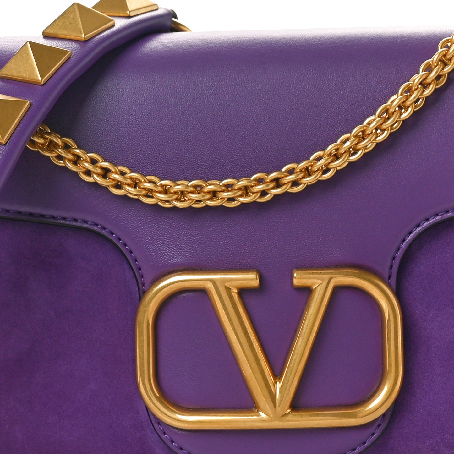 Nappa Suede Stud Sign Shoulder Bag Indian Violet