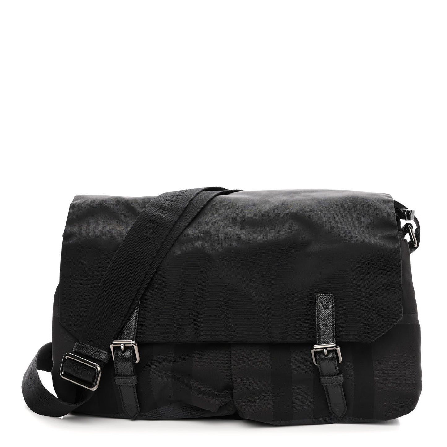Nylon Jacquard Beat Check Sundorine Messenger Bag Black