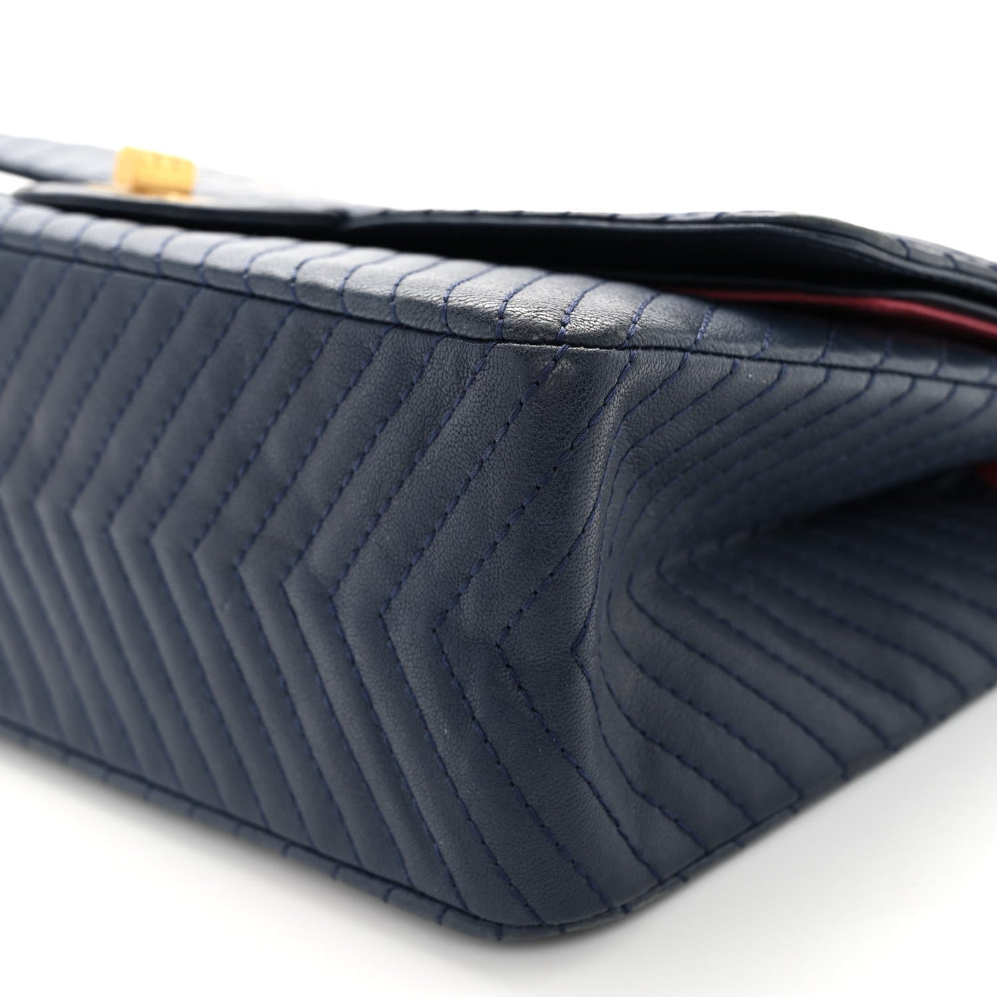 Sheepskin Chevron Quilted 2.55 Reissue 227 Flap Navy Blue