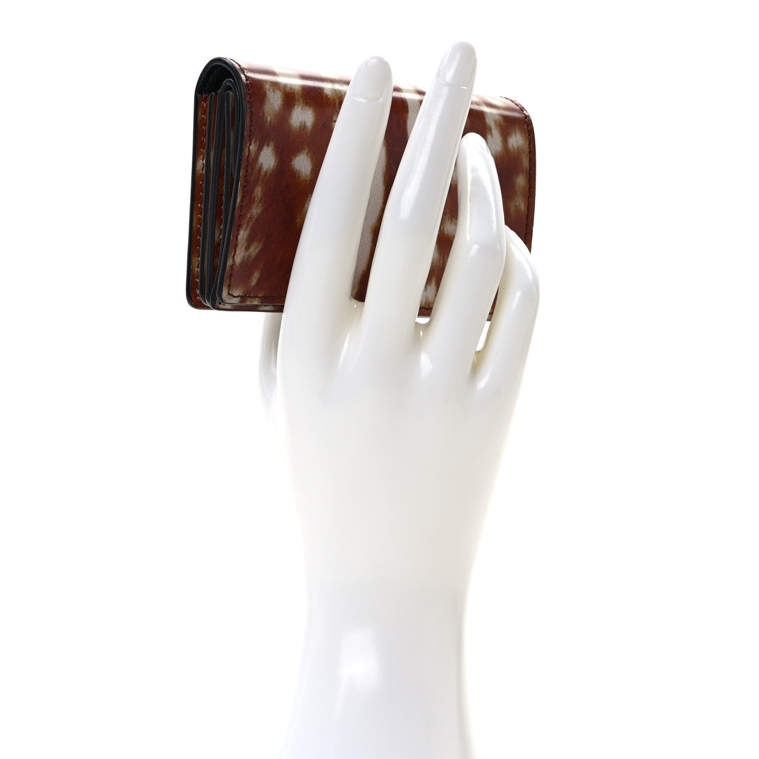 Burberry Calfskin Deer Printed Jessie Chain Card Case Malt Brown 4 of 11