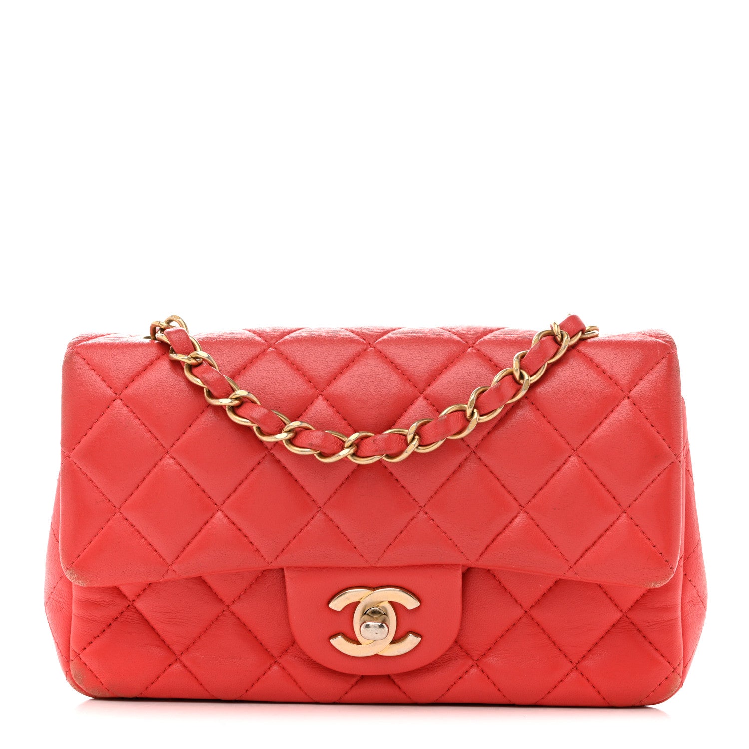 Chanel Lambskin Quilted Mini Rectangular Flap Coral 1859267 Chanel Lambskin Quilted Mini Rectangular Flap Coral 1859267