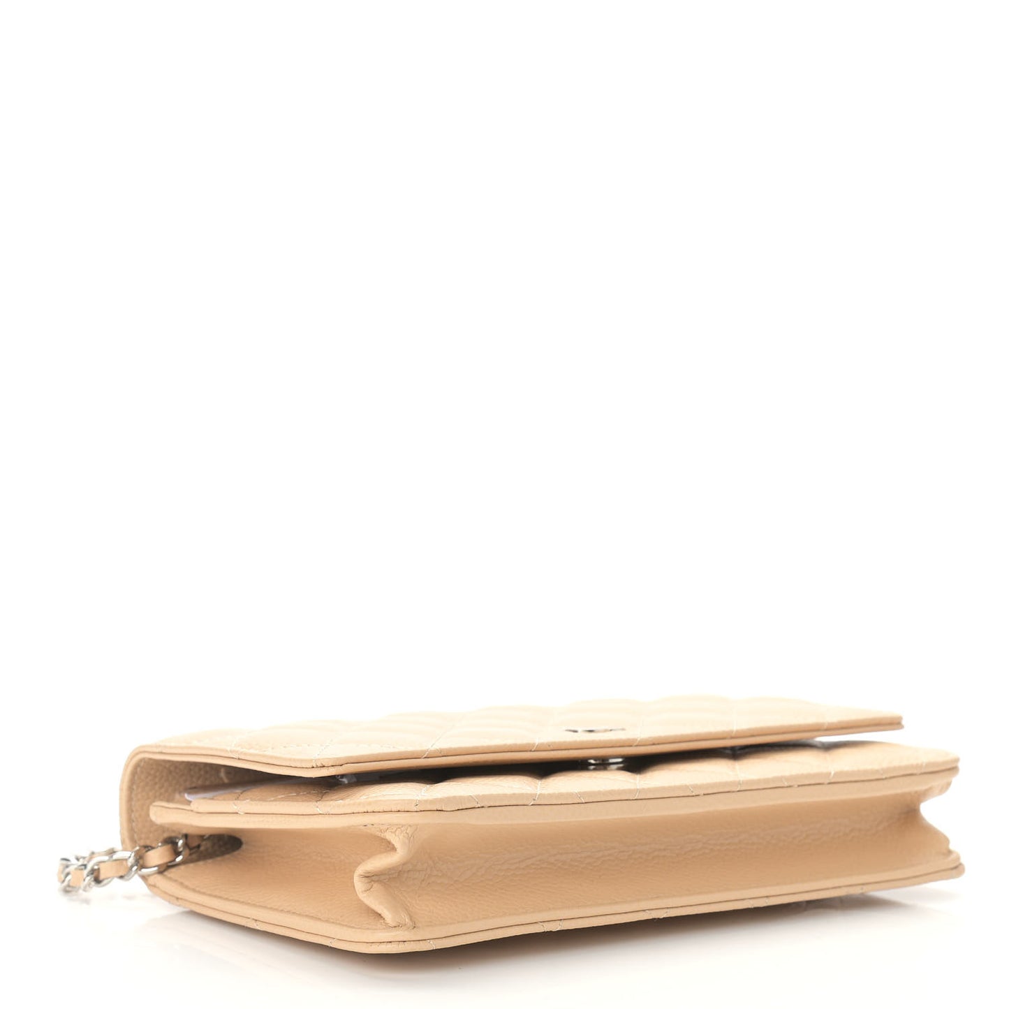 Caviar Quilted Wallet On Chain WOC Beige