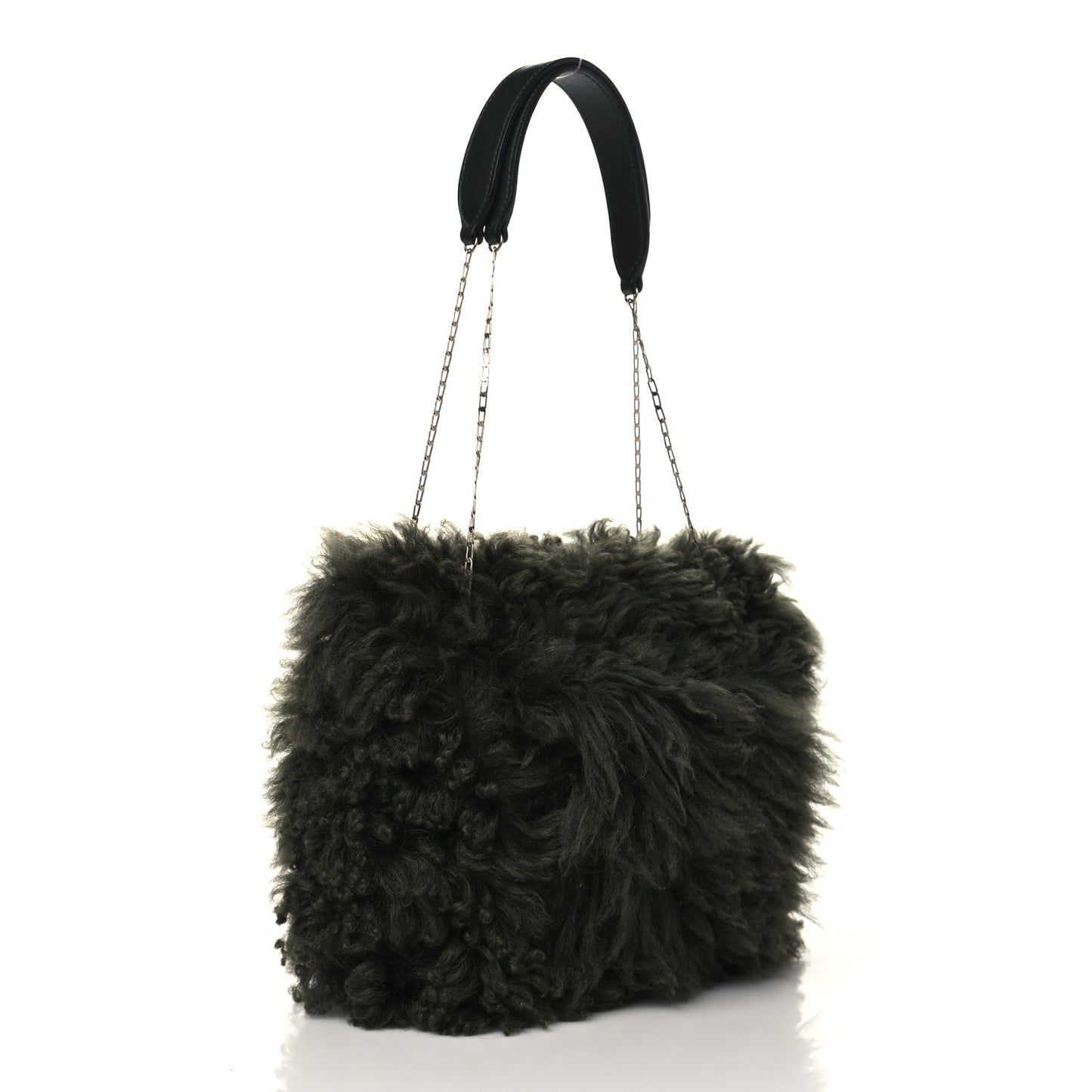 Shearling Small Shoulder Bag Dark Green