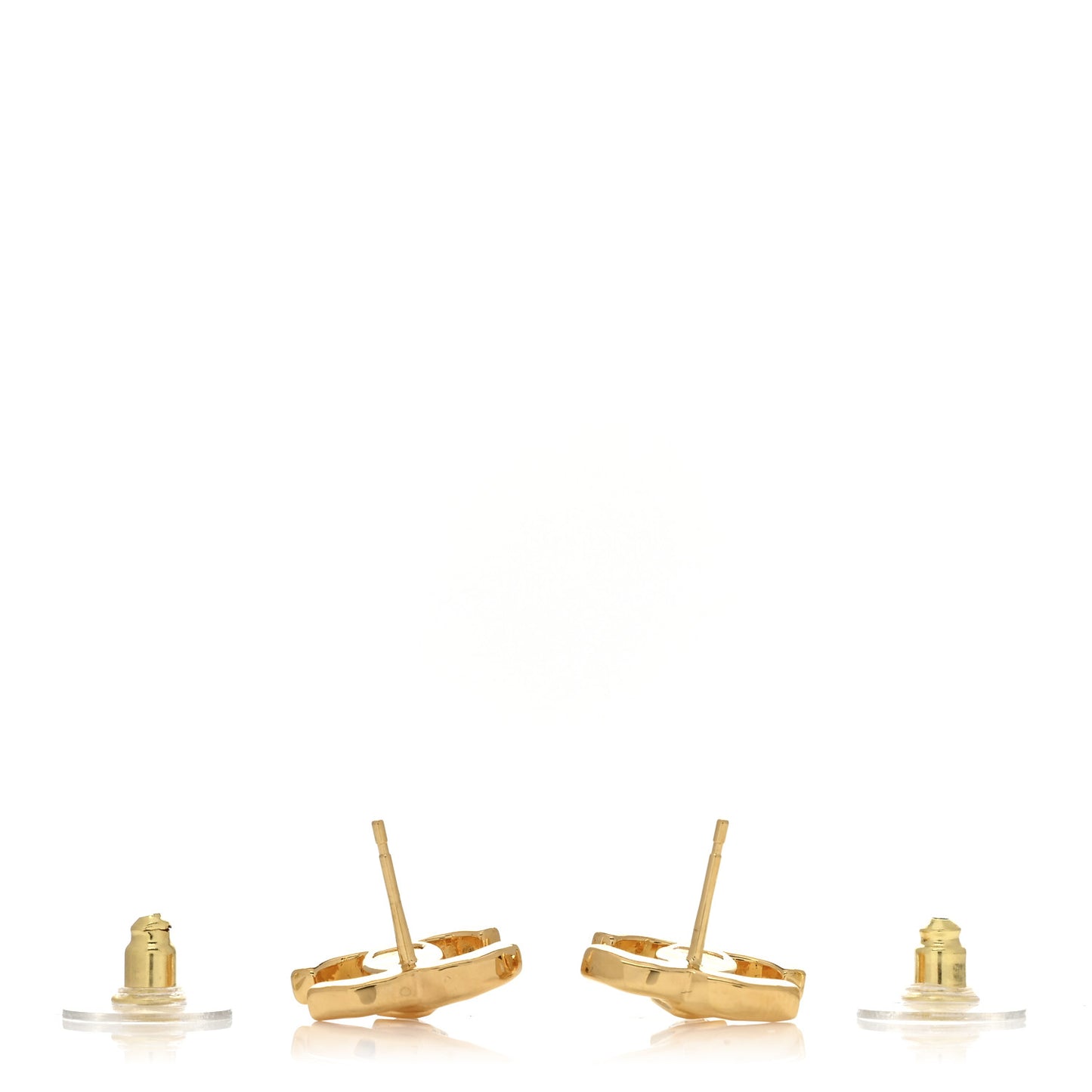 Metal Crystal CC Marquise Earrings Gold