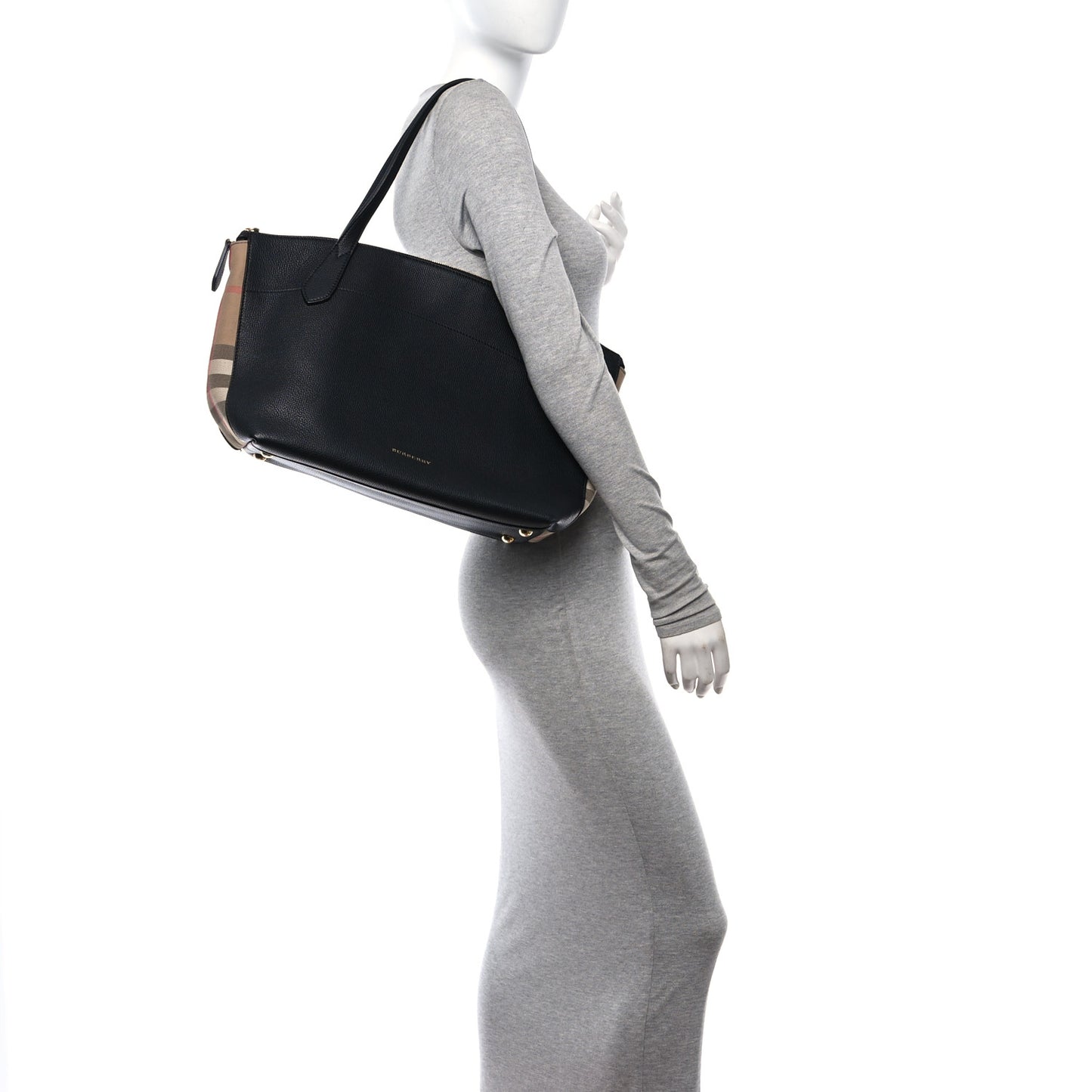 Derby Calfskin House Check Medium Welburn Tote Black