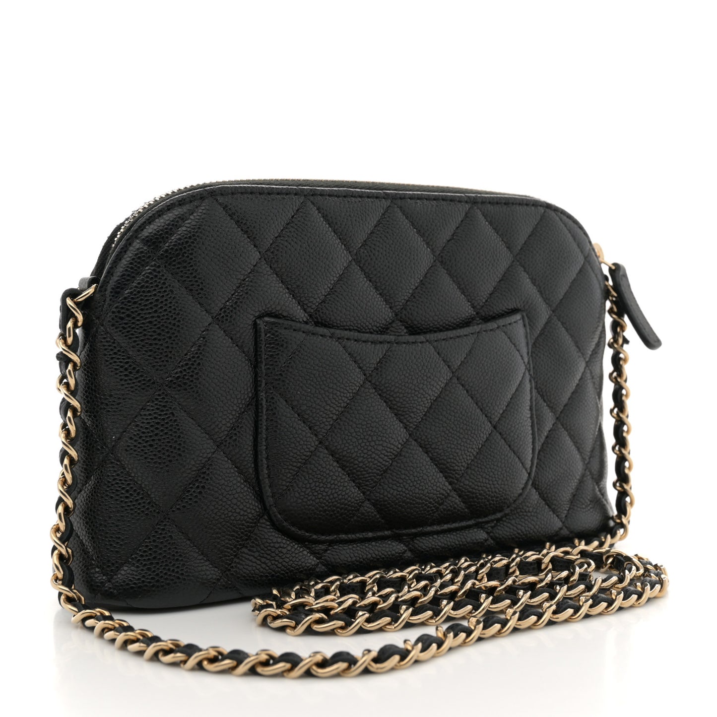 Caviar Quilted Classic Clutch With Chain Black