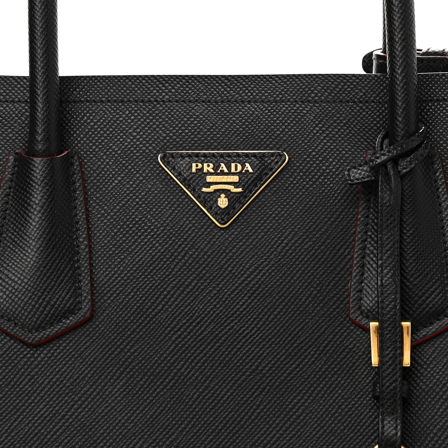 Prada Saffiano Cuir Medium Double Bag Black Fuoco 8 of 10