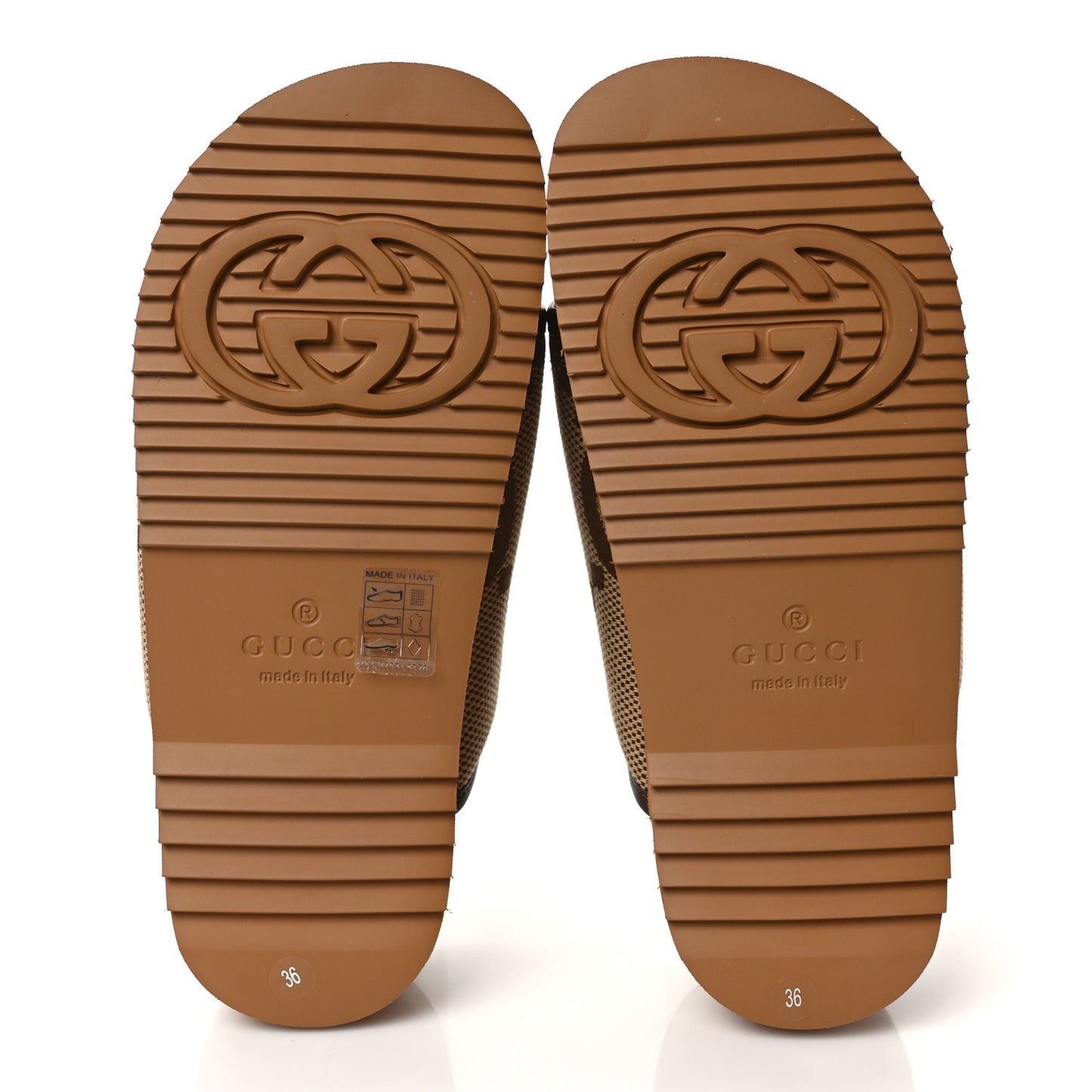 Monogram Jumbo GG Nappa Samoa Platform 40mm Slide Sandals 36 Camel Ebony New Acero