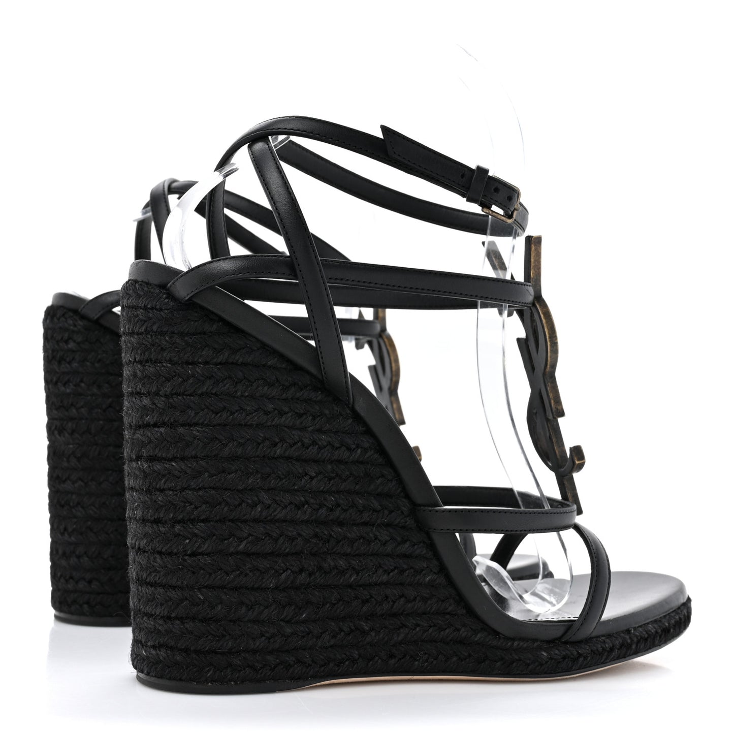 Calfskin Cassandra Espadrille 105 Wedges 40 Black