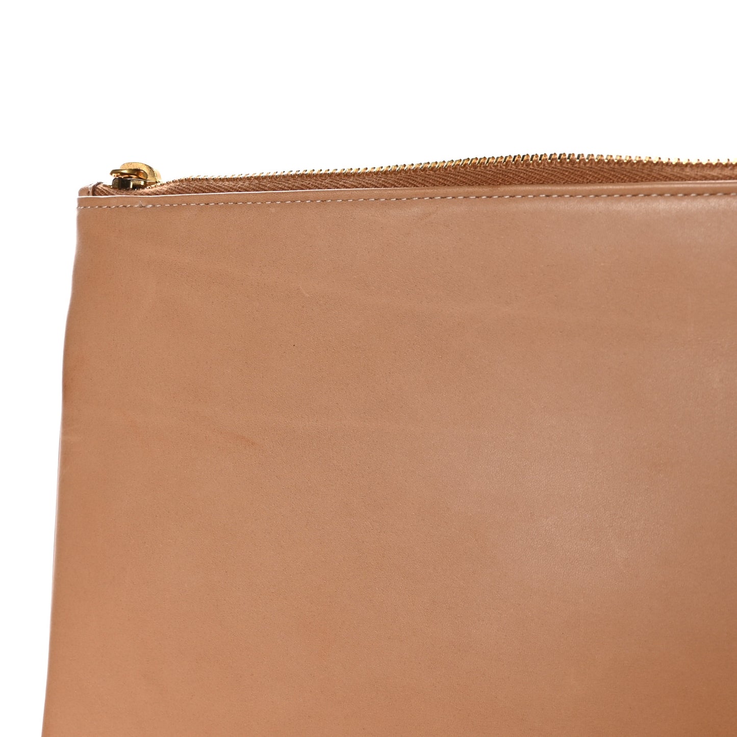Calfskin Rive Gauche Zipped Pouch Vintage Brown Gold
