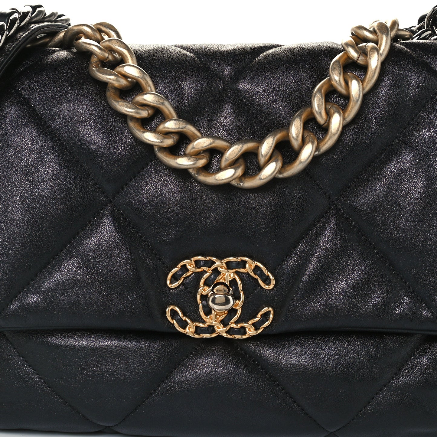 Lambskin Quilted Large Chanel 19 Flap Black