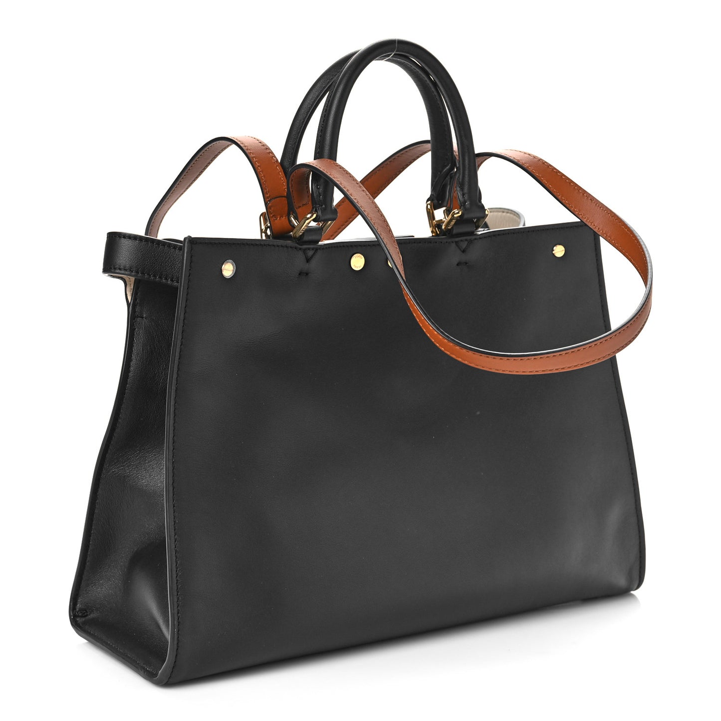 Vitello Seta Century Small Peekaboo X-Tote Black Brandy