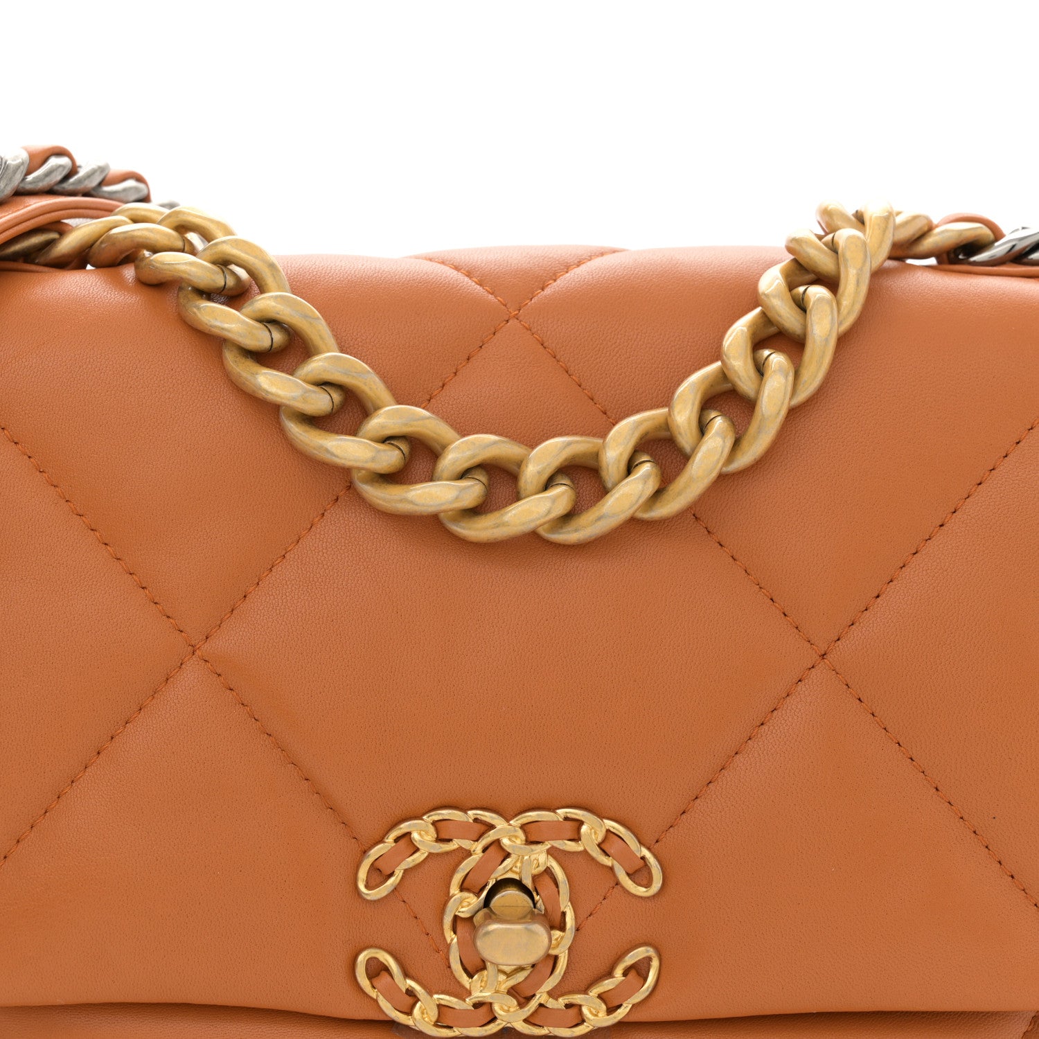 Chanel Lambskin Quilted Medium Chanel 19 Flap Light Brown 8 of 10