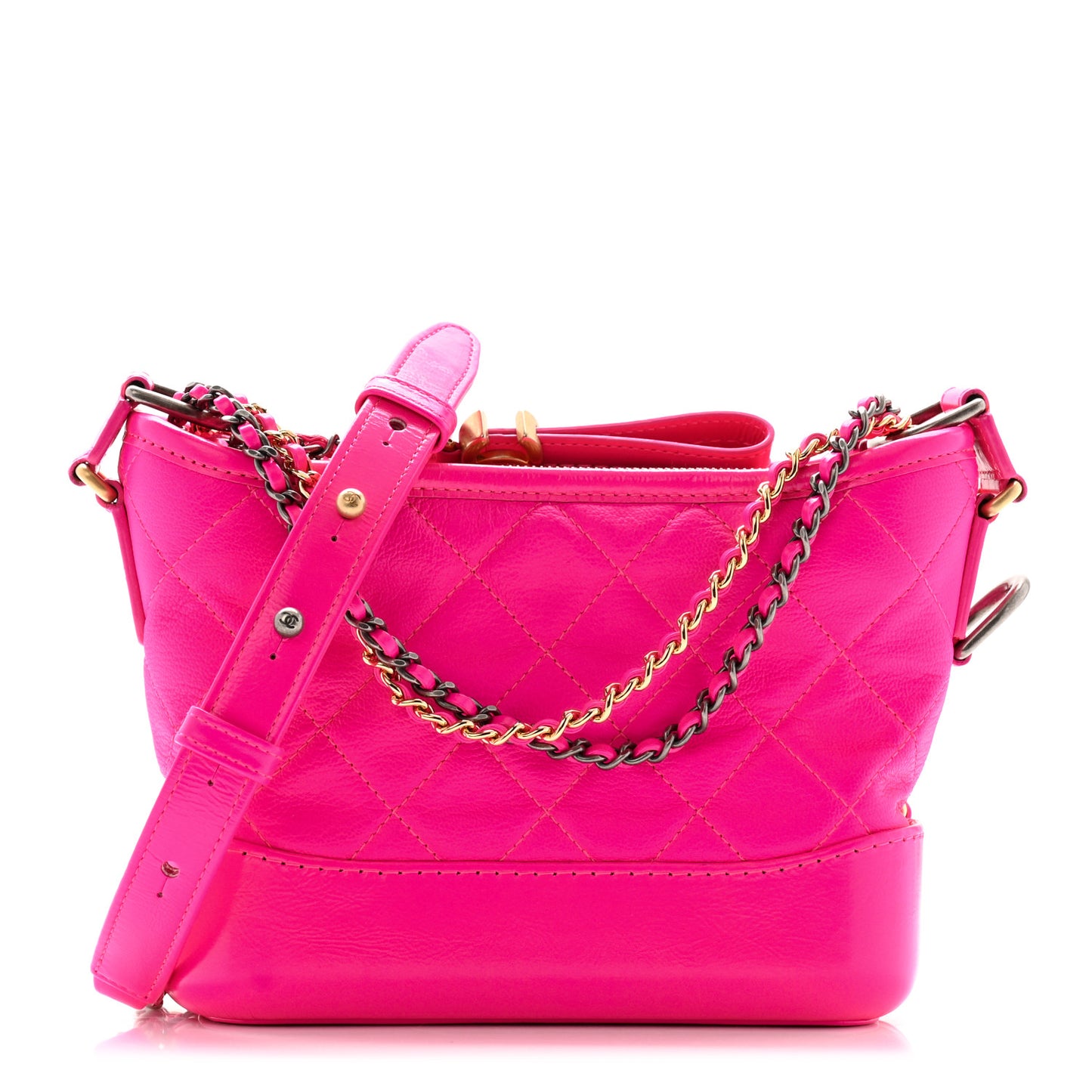 Goatskin Quilted Small Gabrielle Hobo Pink