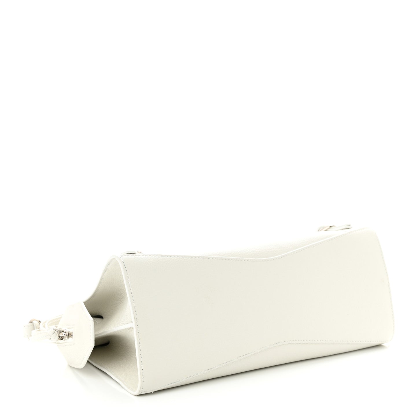 Grained Calfskin Neo Classic Silver Hardware S City Chalky White