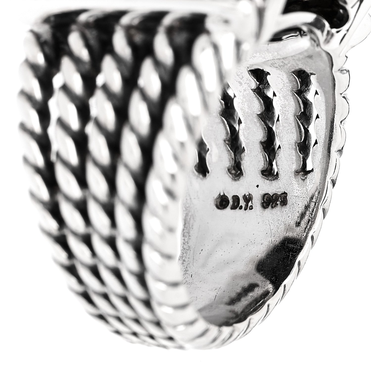 David Yurman Sterling Silver Diamond Black Onyx 20mm Wheaton Ring 52 6 5 of 6